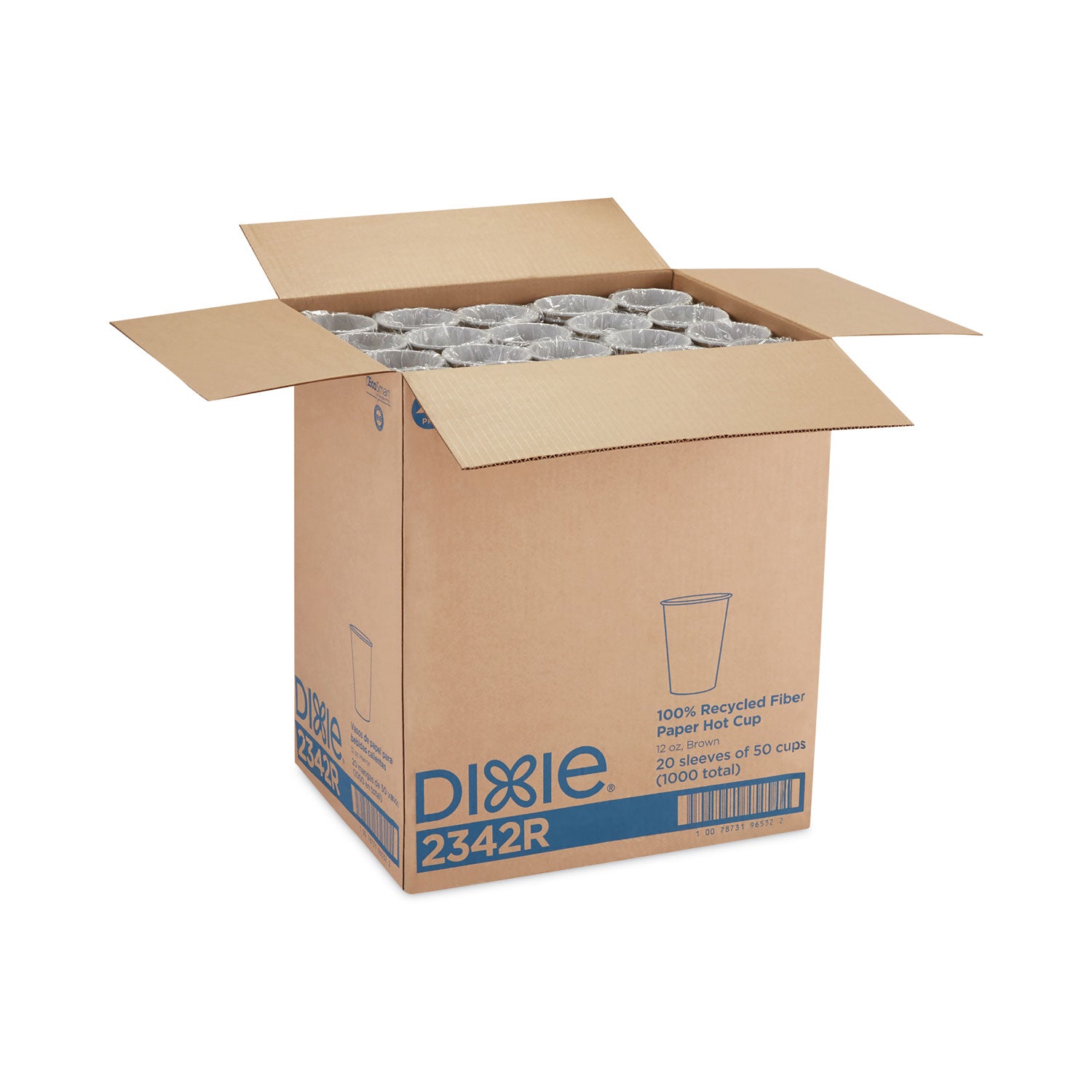 Dixie® EcoSmart Recycled Fiber Hot/Cold Cups, 12 oz, Paper, Kraft/Green, 50/Sleeve, 20 Sleeves/Carton