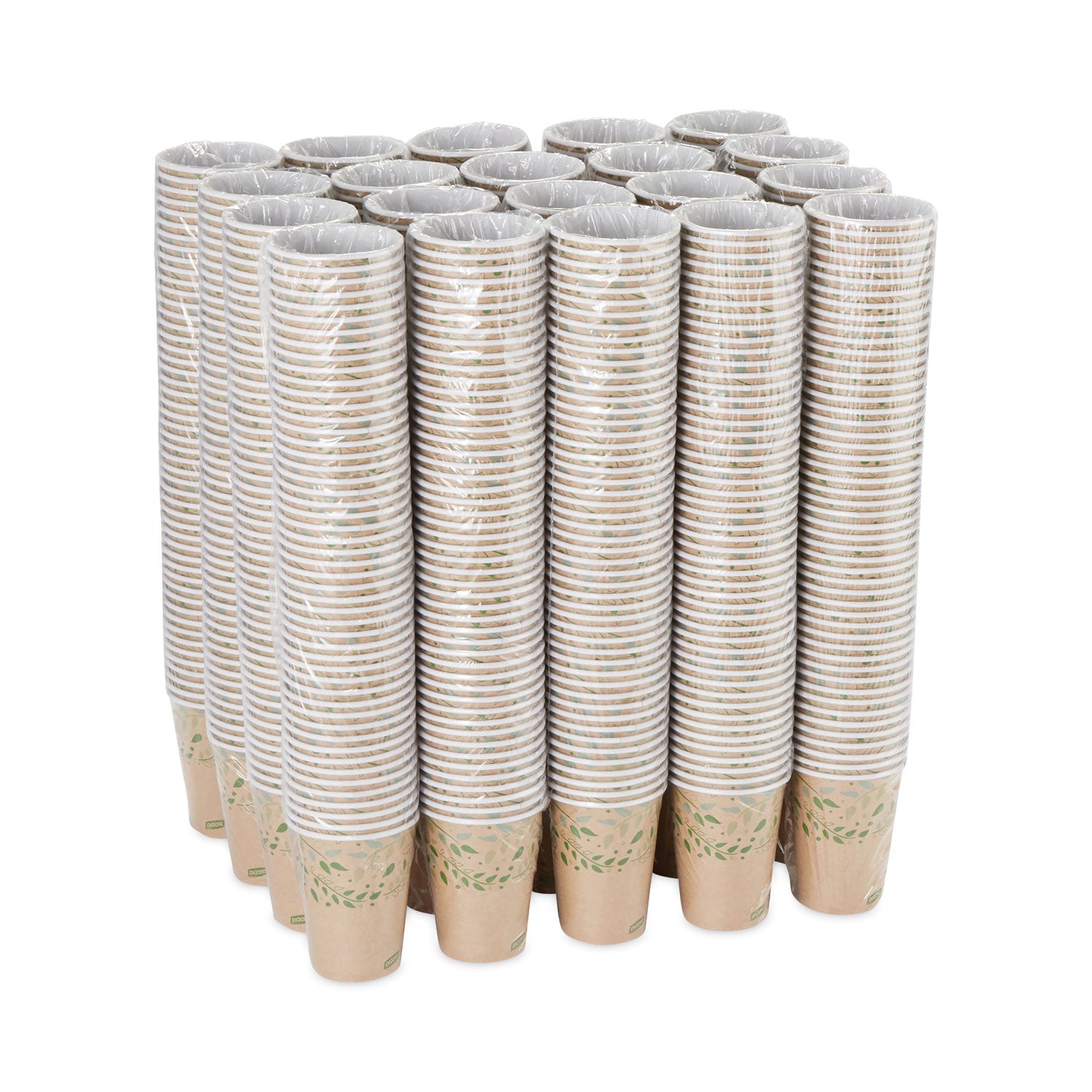 Dixie® EcoSmart Recycled Fiber Hot/Cold Cups, 12 oz, Paper, Kraft/Green, 50/Sleeve, 20 Sleeves/Carton