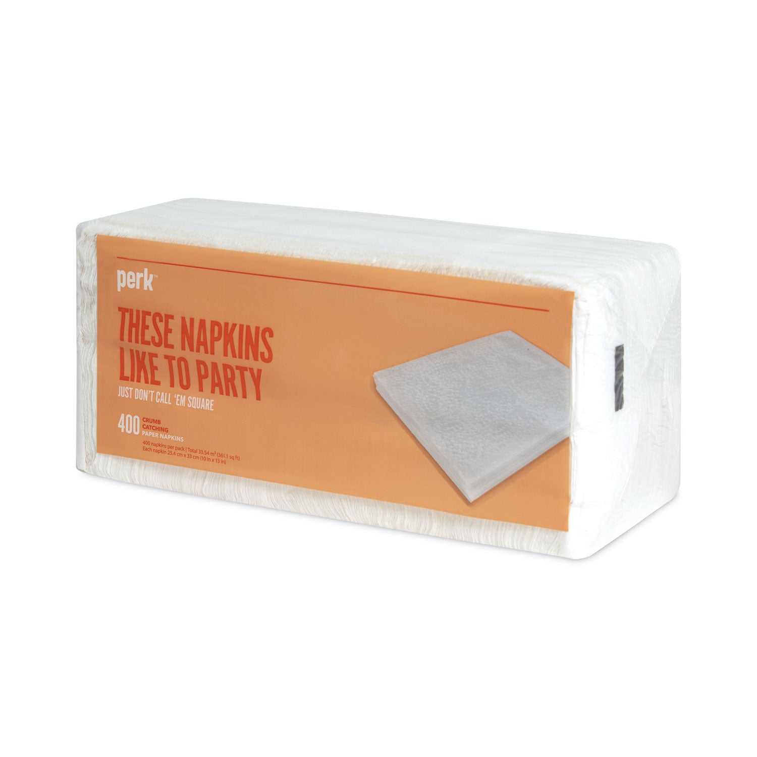 Perk™ Luncheon Napkins, Embossed, 1-Ply, 10 x 13, White, 400/Pack