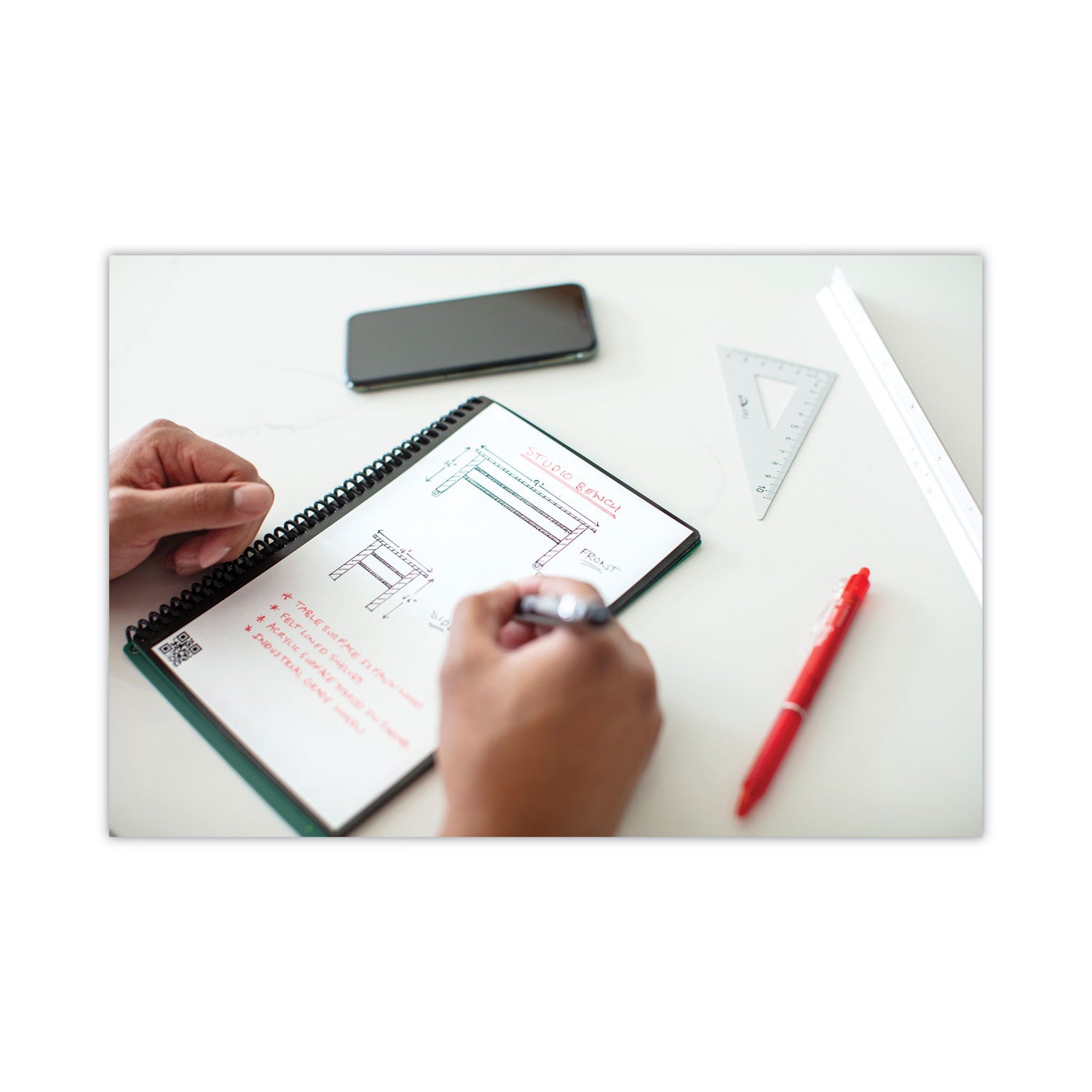 Rocketbook Fusion Smart Notebook, Seven Assorted Page Formats, Black Cover, (21) 8.8 x 6 Sheets