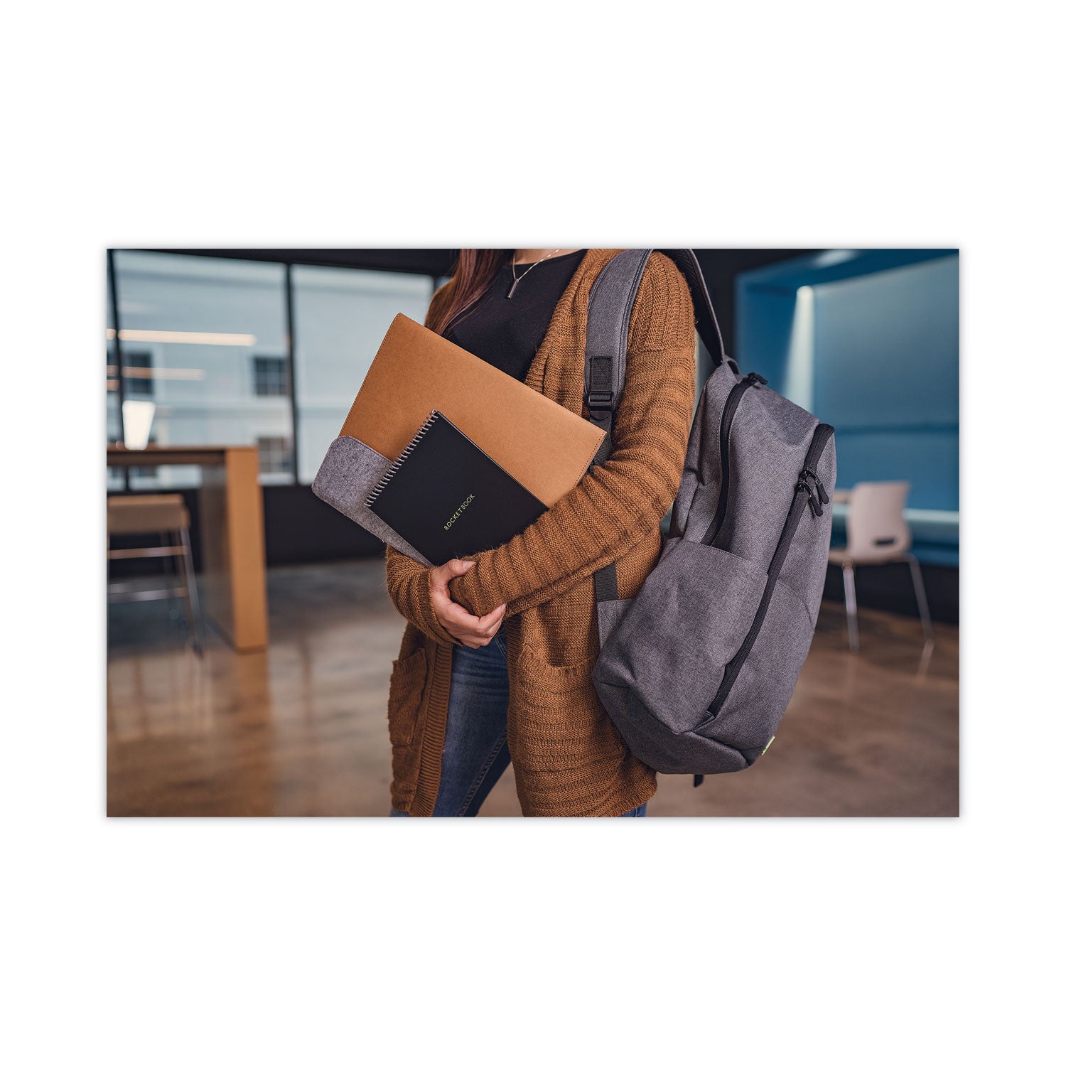 Rocketbook Flip Smart Notepad, Black Cover, Lined/Dot Grid Rule, 8.5 x 11, White, 16 Sheets