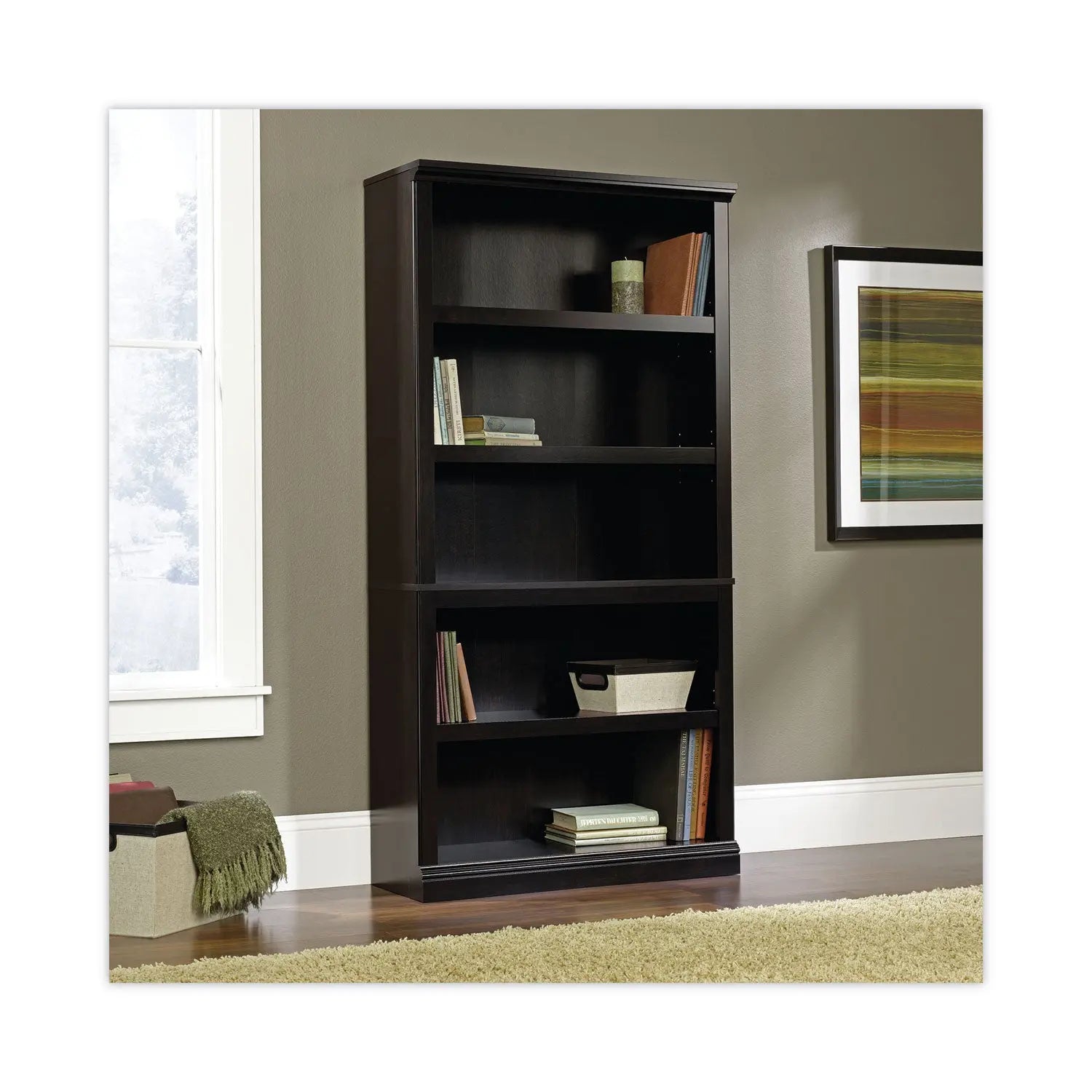 Select Collection Bookcase, Five-Shelf, 35.27w x 13.22d x 69.76h, Estate Black Sauder® Flipcost