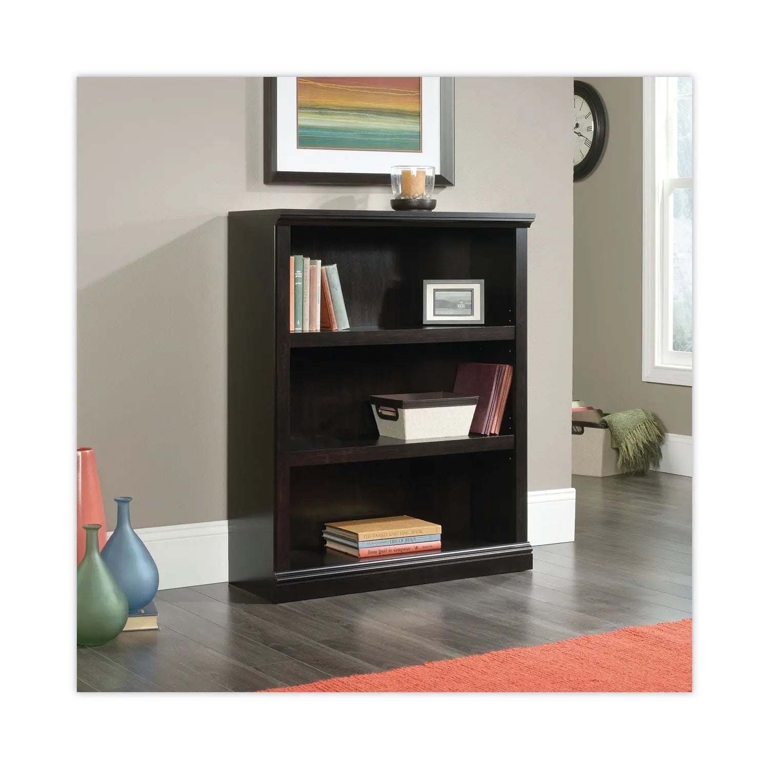 Select Collection Bookcase, Three-Shelf, 35.37w x 13.22d x 69.76h, Estate Black Sauder® Flipcost