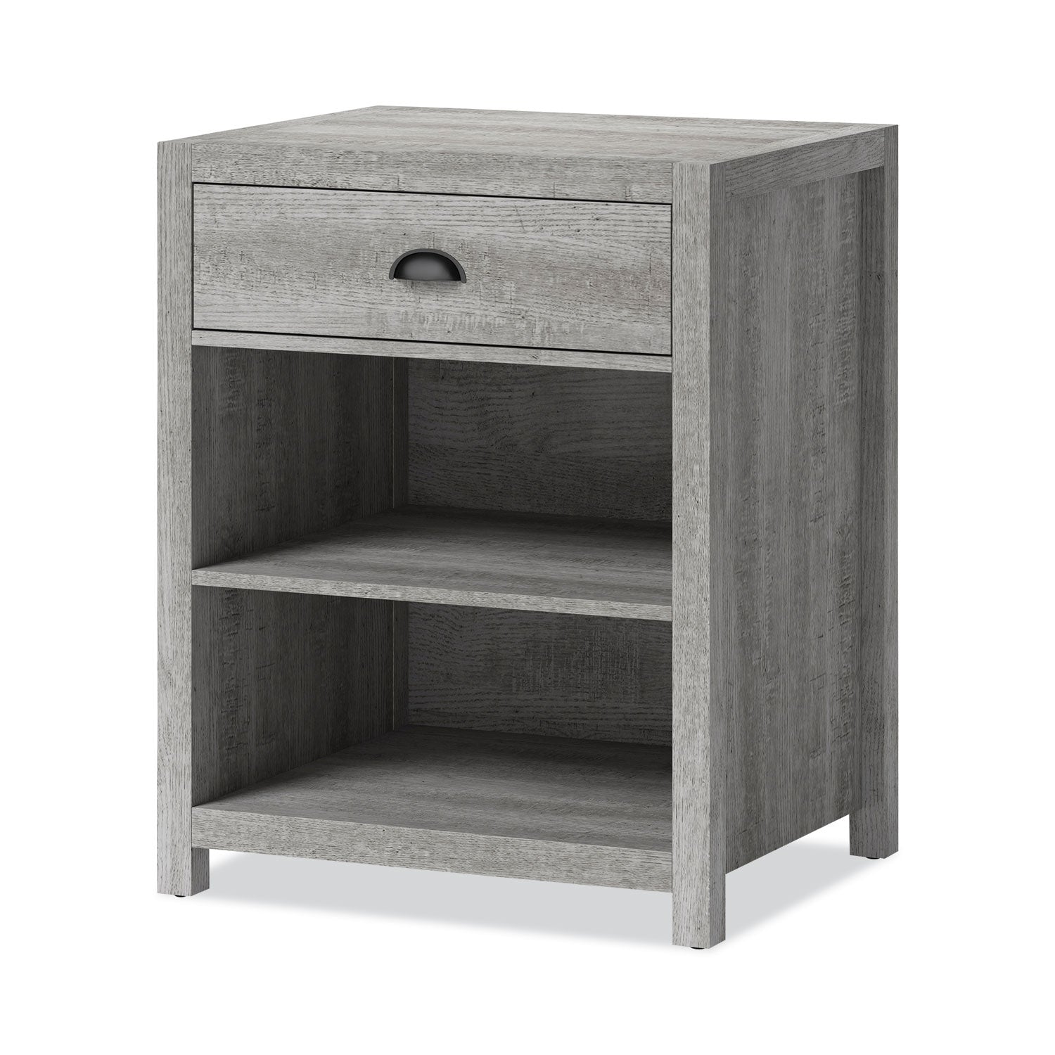 Fallbrook Printer Stand, Engineered Wood, 3 Shelves, 1 Drawer, 50 lb Capacity, 24" x 20" x 30.25", Smoked Ash