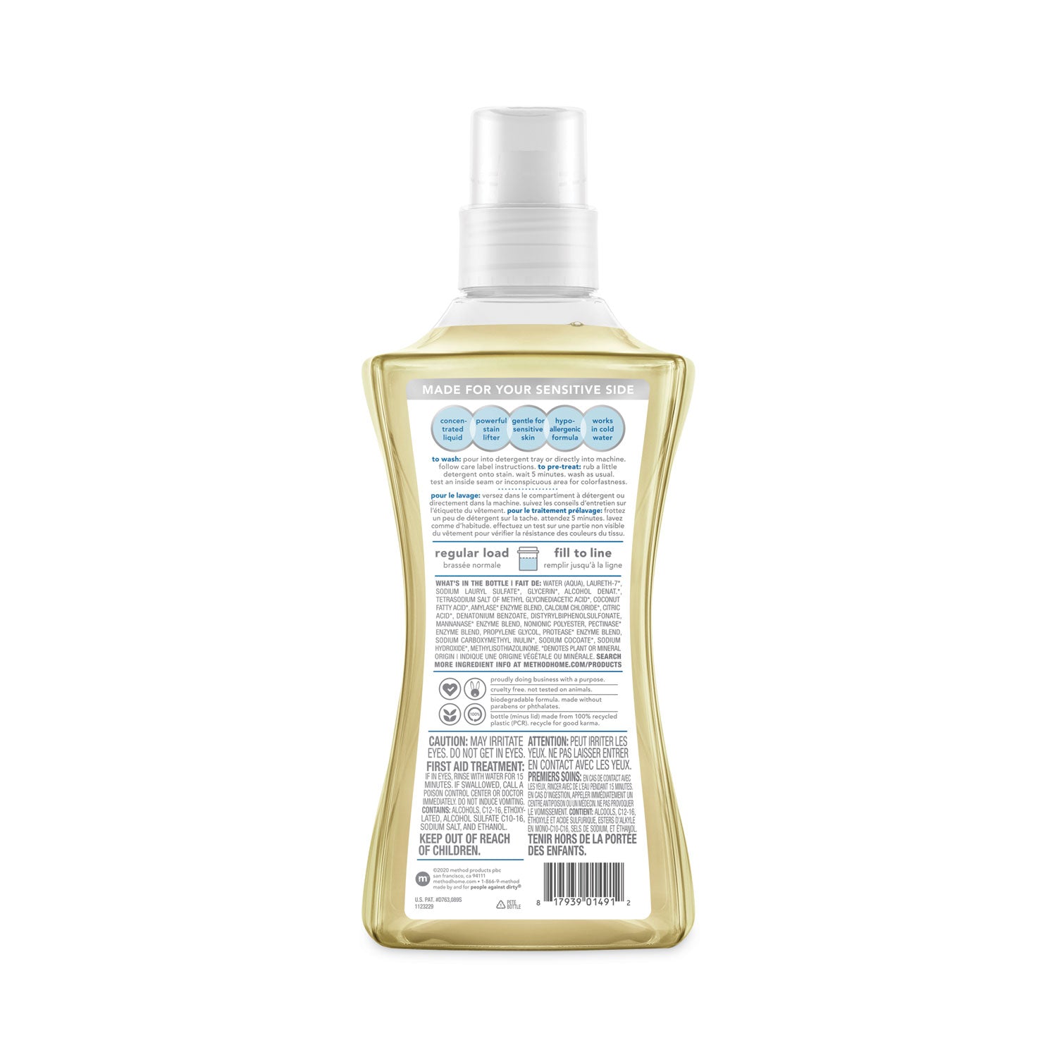 Method® 4x Concentrated Laundry Detergent, Free And Clear, 53.5 Oz Bottle, 4/carton