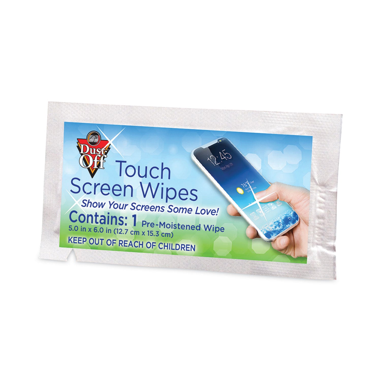 Dust-Off® Touch Screen Wipes, 5 x 6, Citrus, 200 Individual Foil Packets in an Easy Grab Jar