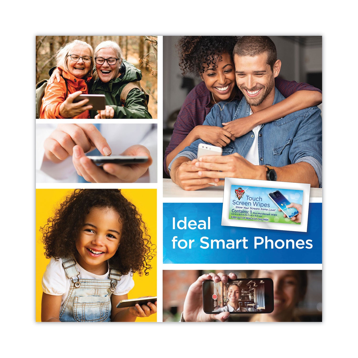 Dust-Off® Touch Screen Wipes, 5 x 6, Citrus, 200 Individual Foil Packets in an Easy Grab Jar