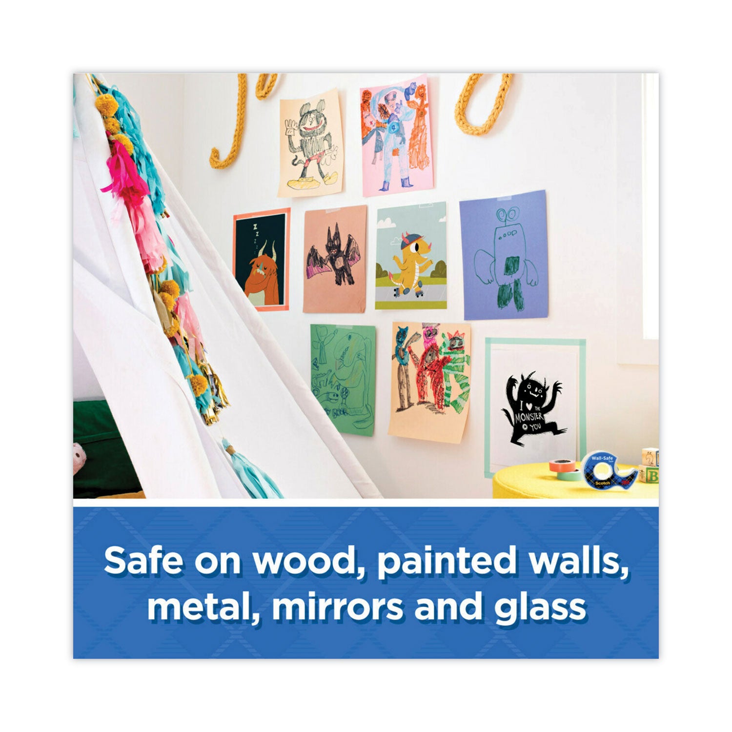 Scotch® Wall-Safe Tape With Dispenser, 1" Core, 0.75" X 50 Ft, Clear, 2/pack