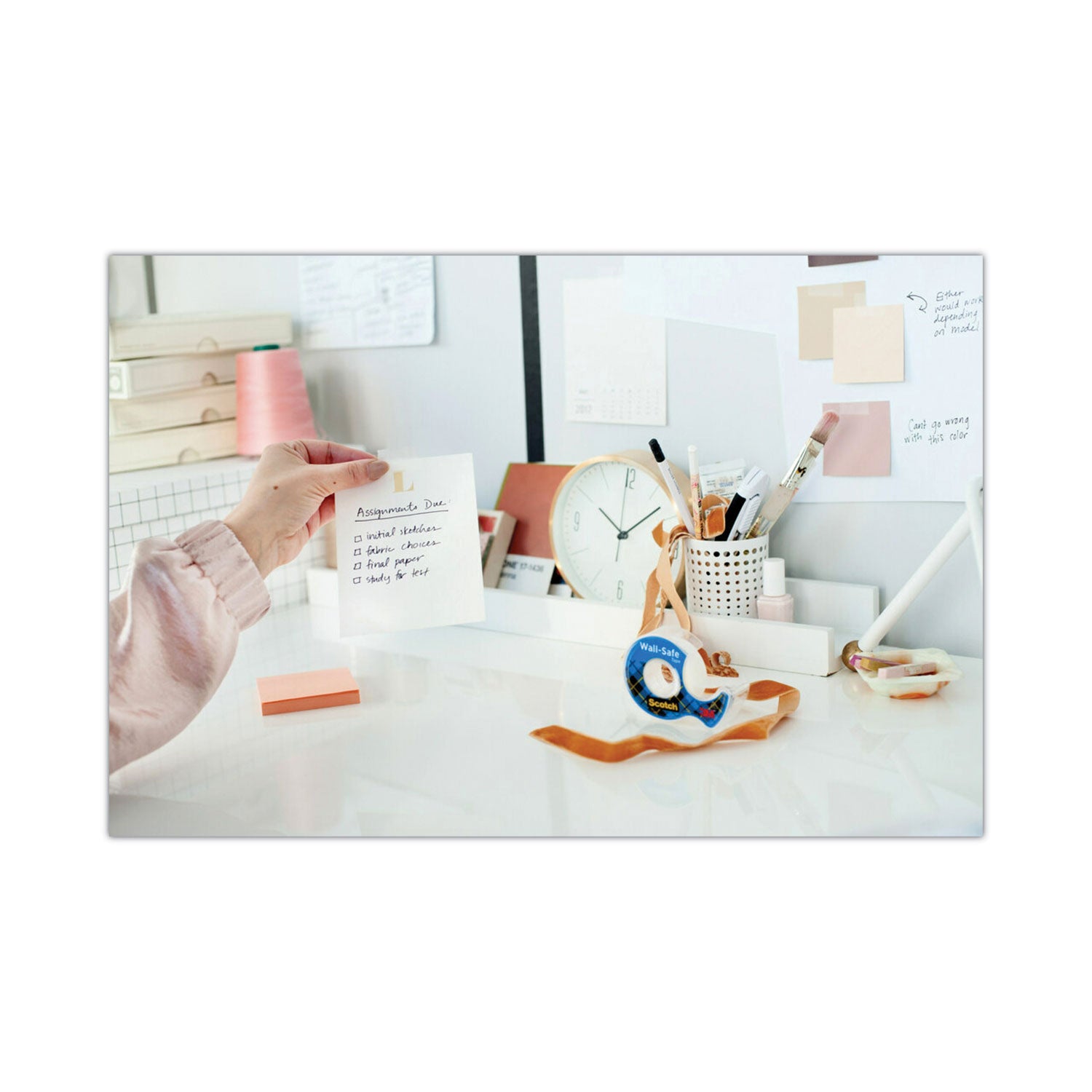 Scotch® Wall-Safe Tape With Dispenser, 1" Core, 0.75" X 50 Ft, Clear, 2/pack