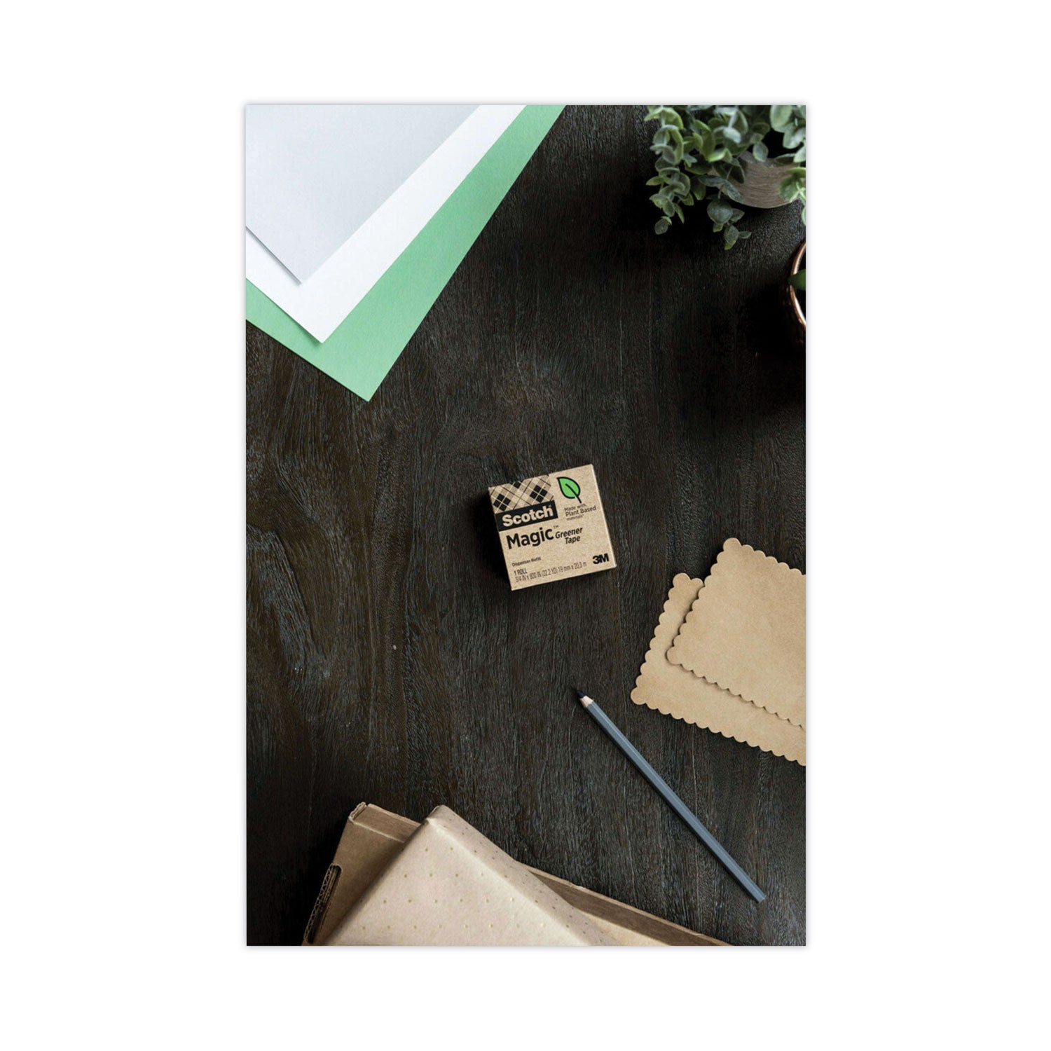 Scotch® Magic Greener Tape With C38 Dispenser, 1" Core, 0.75" X 75 Ft, Clear, 6/pack