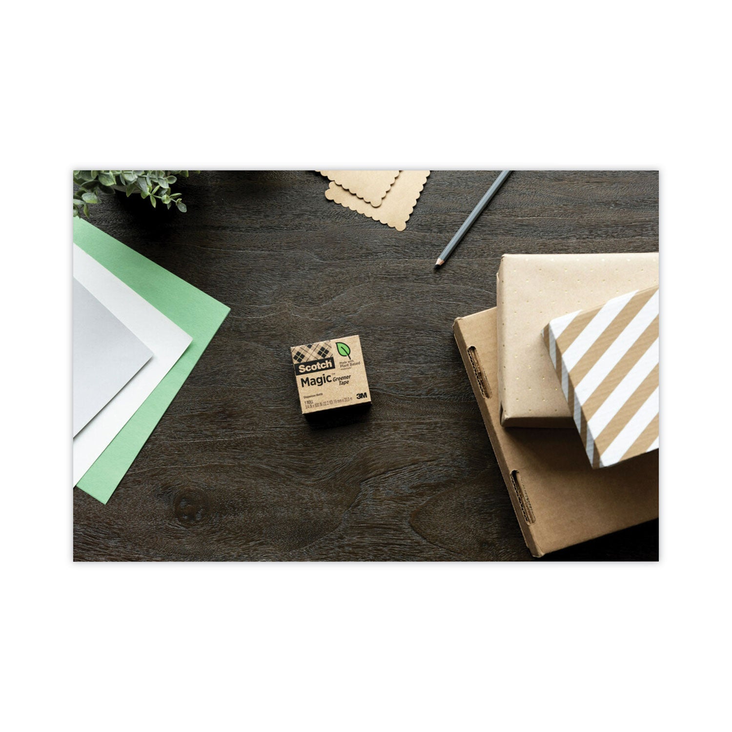 Scotch® Magic Greener Tape With C38 Dispenser, 1" Core, 0.75" X 75 Ft, Clear, 6/pack