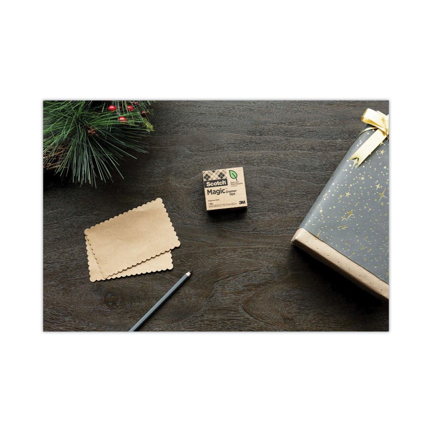 Scotch® Magic Greener Tape With C38 Dispenser, 1" Core, 0.75" X 75 Ft, Clear, 6/pack