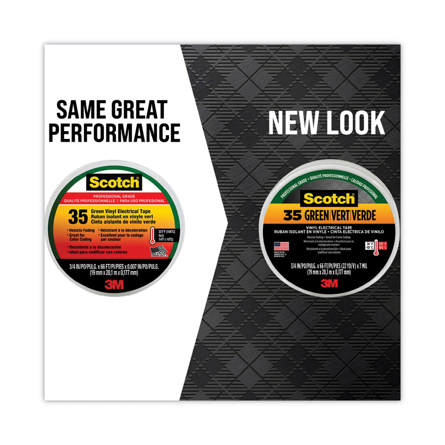 3M™ Scotch 35 Vinyl Electrical Color Coding Tape, 3" Core, 0.75" X 66 Ft, Green