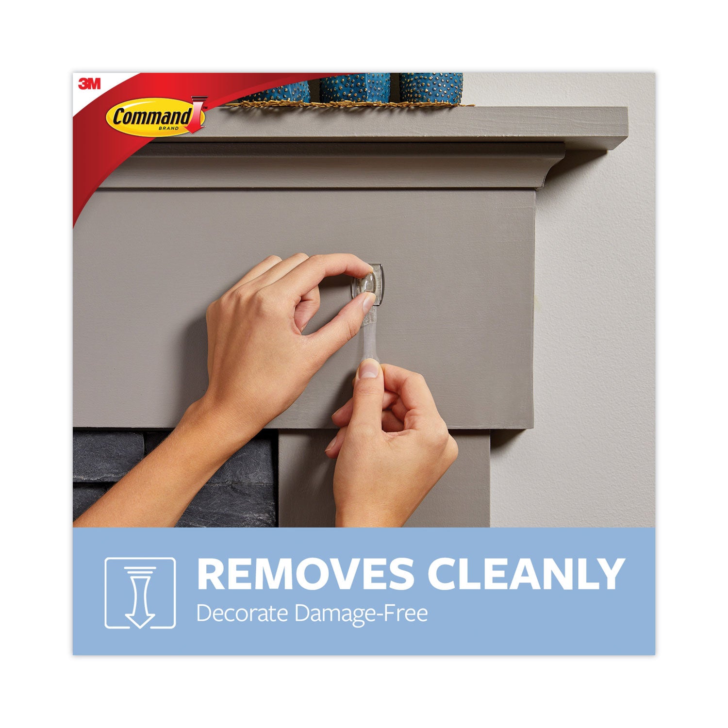 Command™ Clear Hooks and Strips, Mini, Plastic, 0.5 lb Capacity, 6 Hooks and 8 Strips/Pack