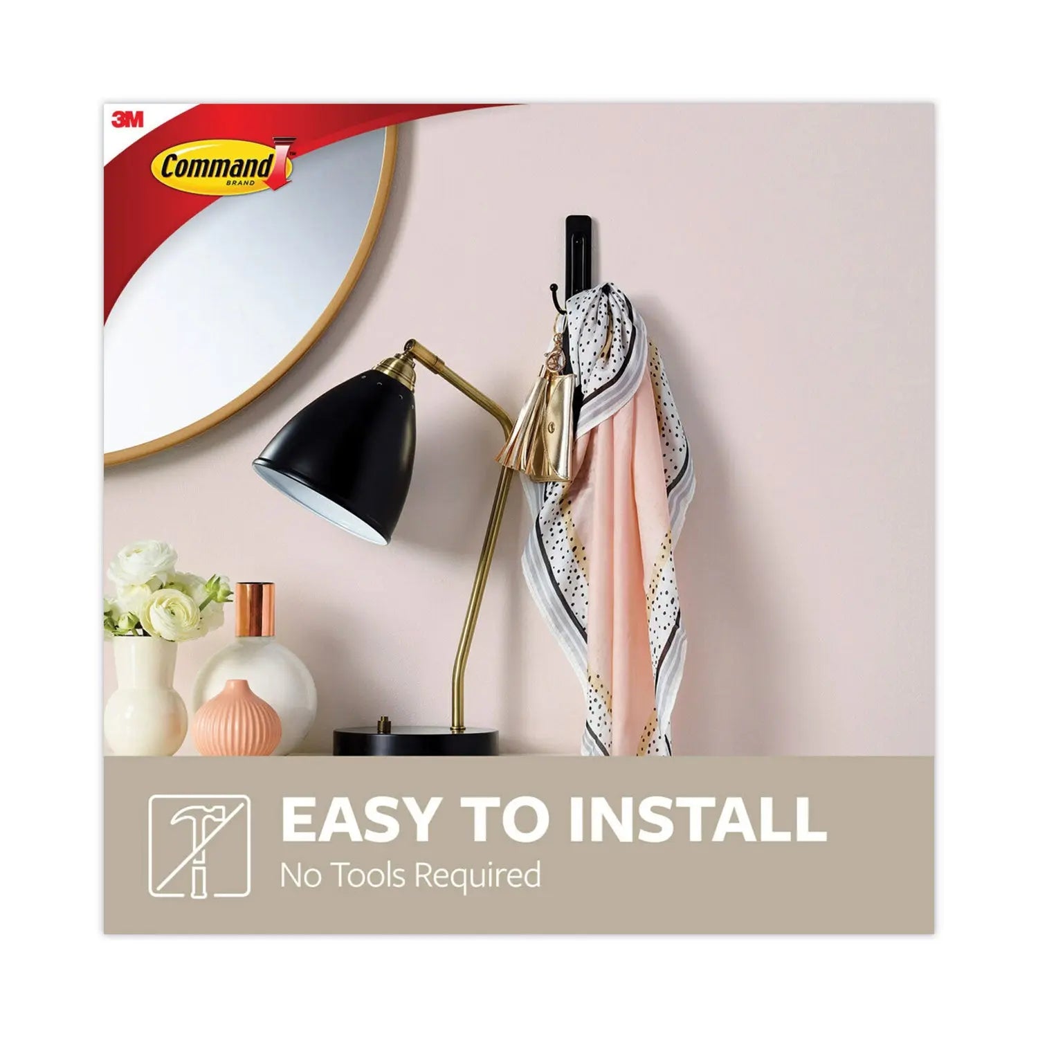 Adhesive Mount Metal Hook, Large, Double Hook, Matte Black Finish, 4 lb Capacity, 1 Hook and 1 Strip/Pack Command™ Flipcost