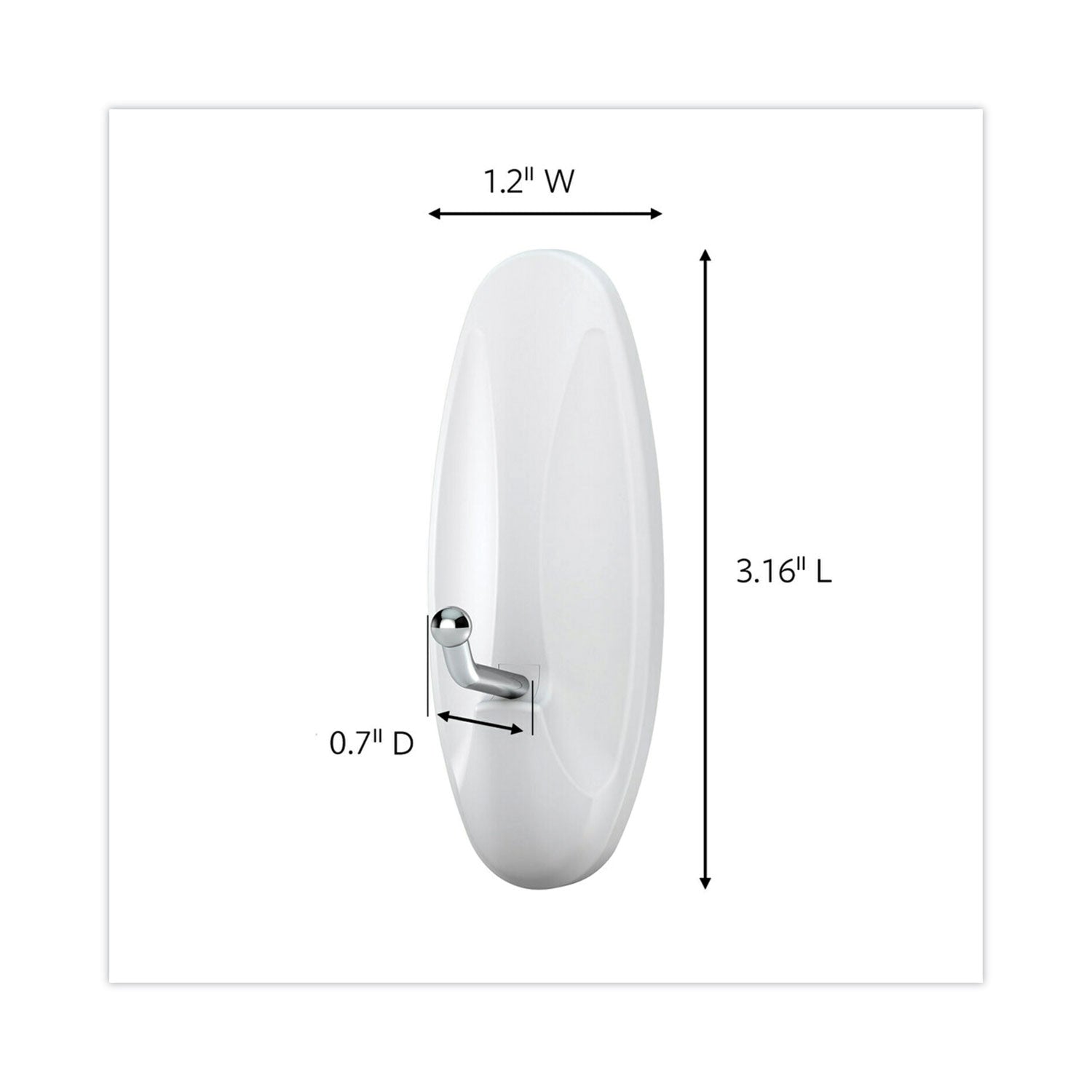 Command™ General Purpose Wire Hooks, Medium, Metal, White, 3 lb Capacity, 2 Hooks and 4 Strips/Pack