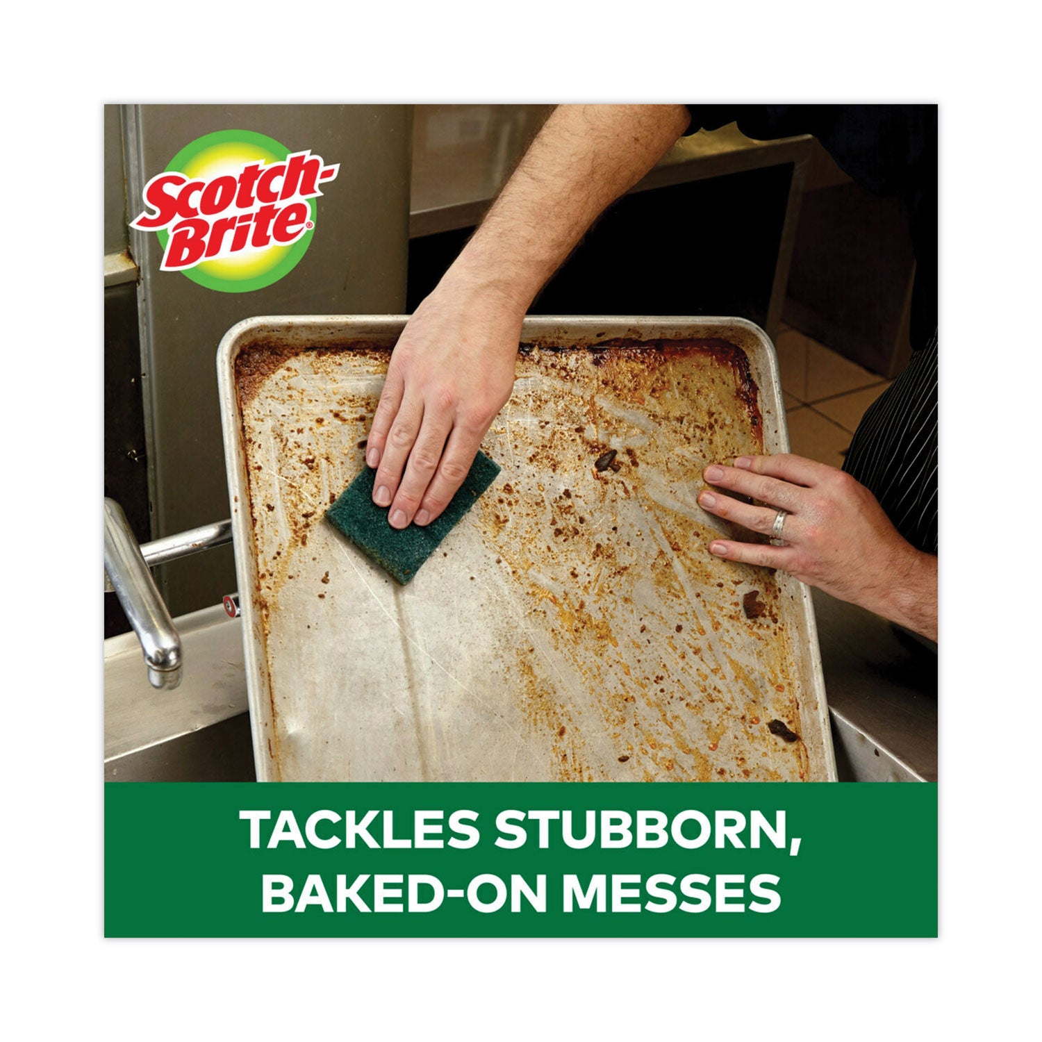 Scotch-Brite® Heavy-Duty Scour Pad, 3.8 X 6, Green, 10/carton