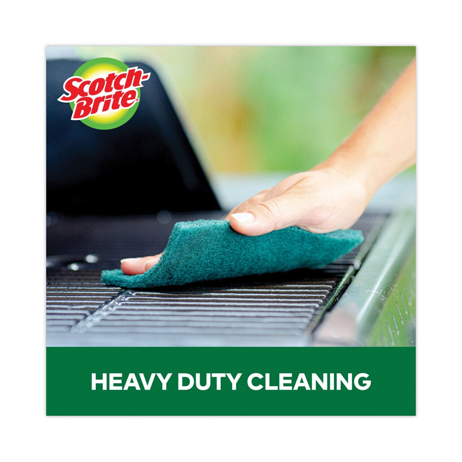 Scotch-Brite® Heavy-Duty Scour Pad, 3.8 X 6, Green, 10/carton