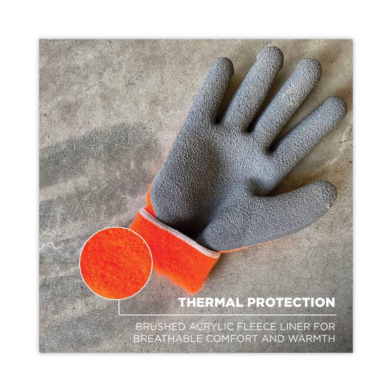 Ergodyne® ProFlex 7401 Coated Lightweight Winter Gloves, Orange, Large, Pair