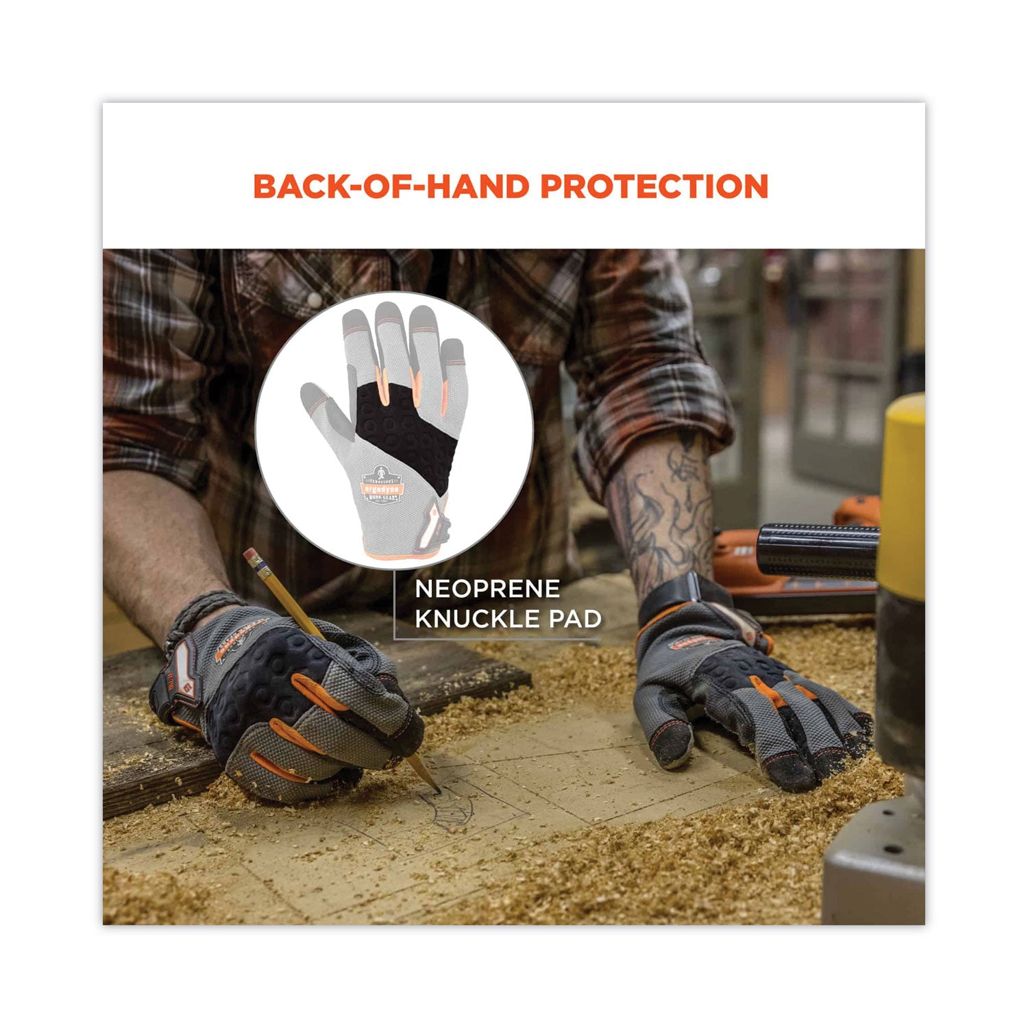 Ergodyne® ProFlex 710 Heavy-Duty Mechanics Gloves, Gray, Small, Pair