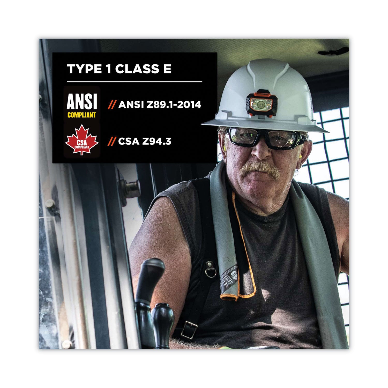 ergodyne® Skullerz 8971 Class E Hard Hat Full Brim, White