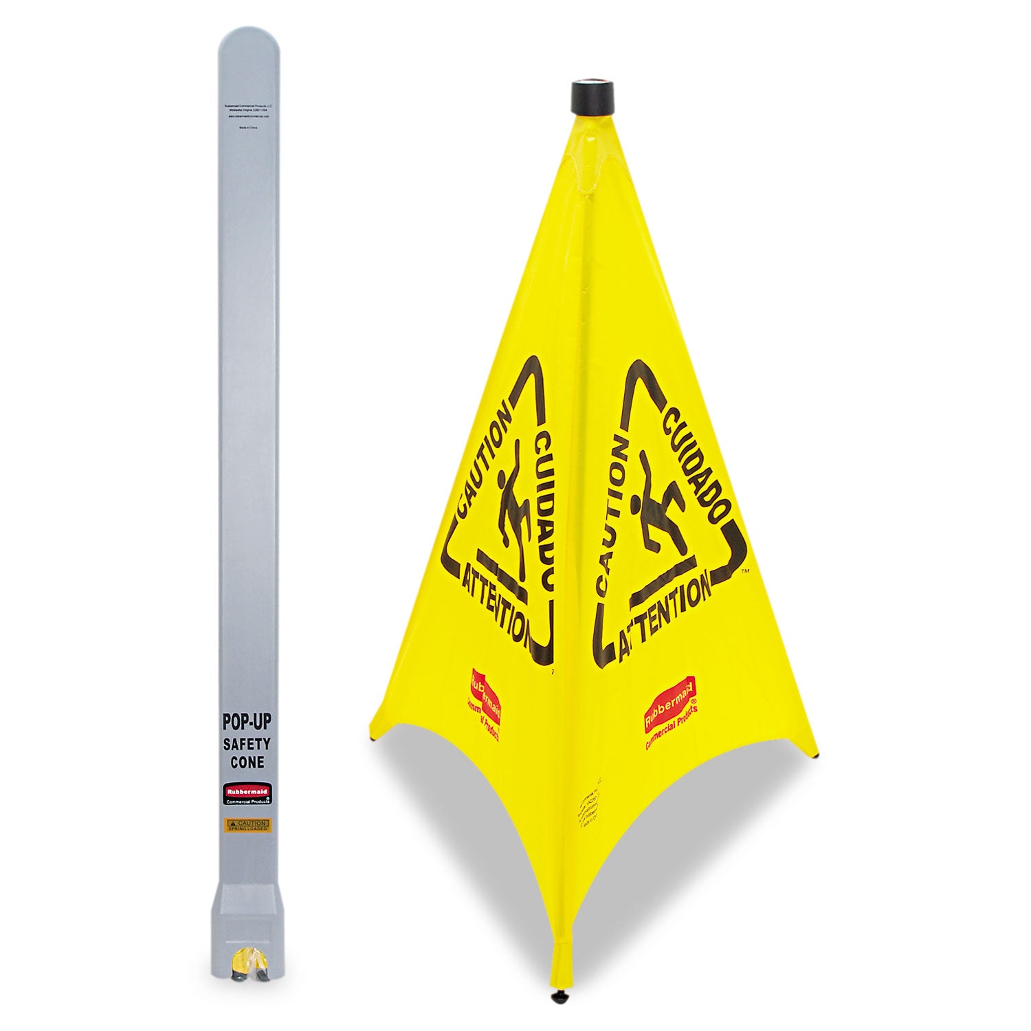 Rubbermaid® Commercial Multilingual Pop-Up Wet Floor Safety Cone, 21 X 21 X 30, Yellow
