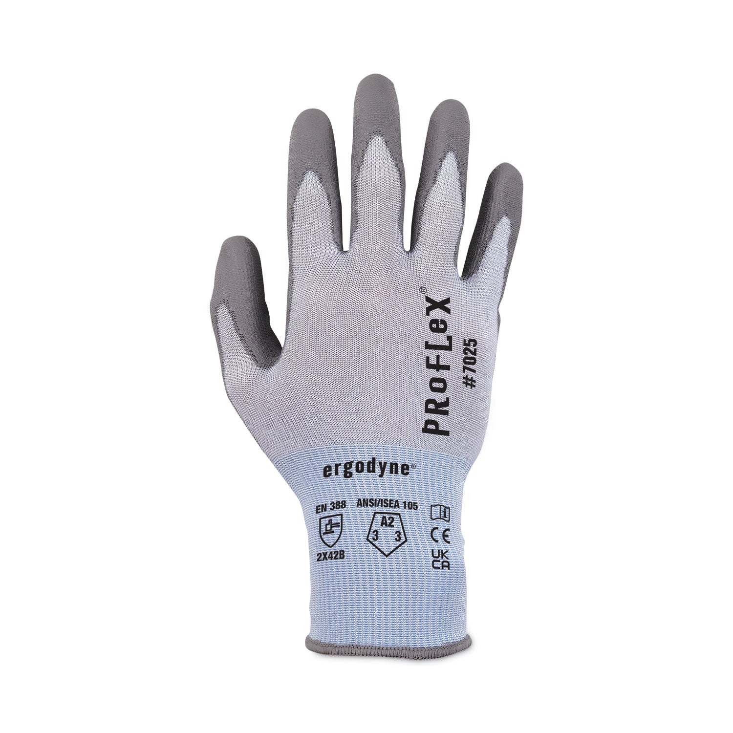 ergodyne® ProFlex 7025 ANSI A2 PU Coated CR Gloves, Blue, Small, Pair