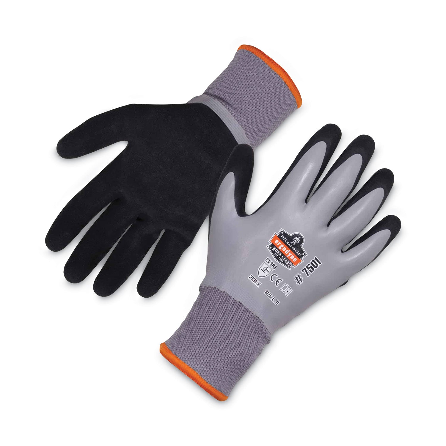 ProFlex 7501 Coated Waterproof Winter Gloves, Gray, Large, Pair