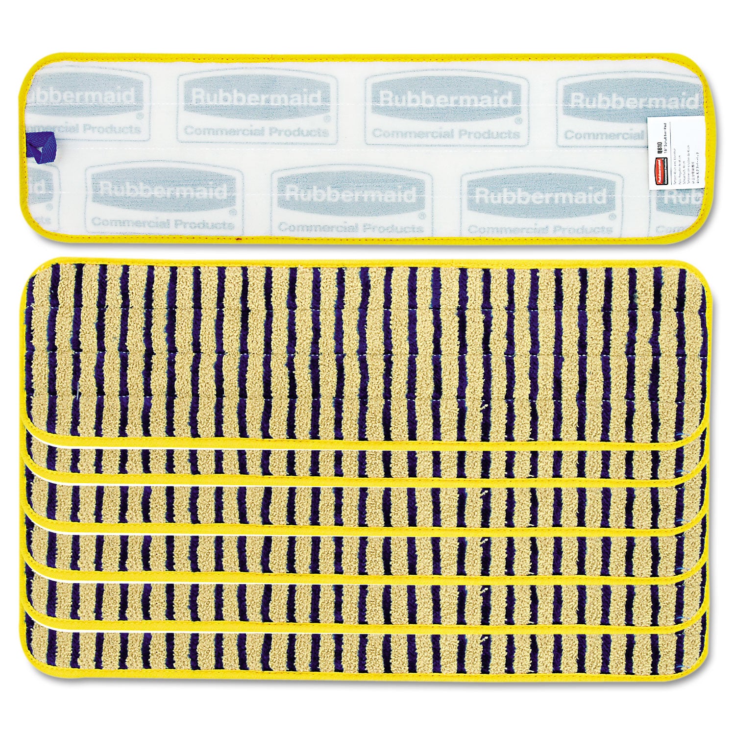Rubbermaid® Commercial Microfiber Scrubber Pad, Vertical Polyprolene Stripes, 18", Yellow, 6/carton