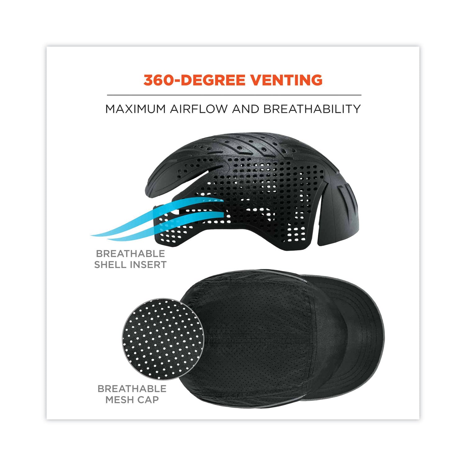 ergodyne® Skullerz 8955 Lightweight Bump Cap Hat, Long Brim, Black