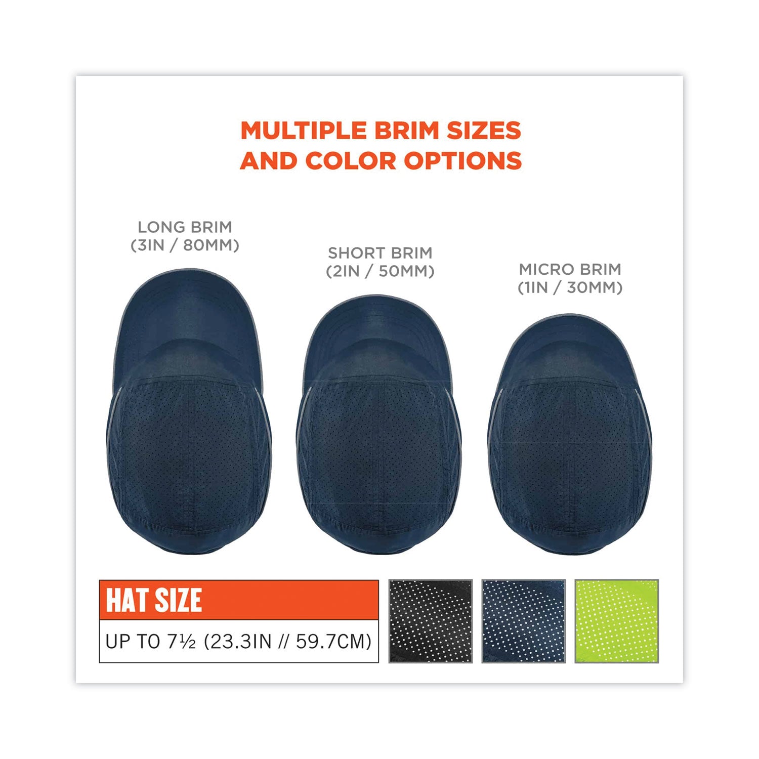 ergodyne® Skullerz 8955 Lightweight Bump Cap Hat, Micro Brim, Navy