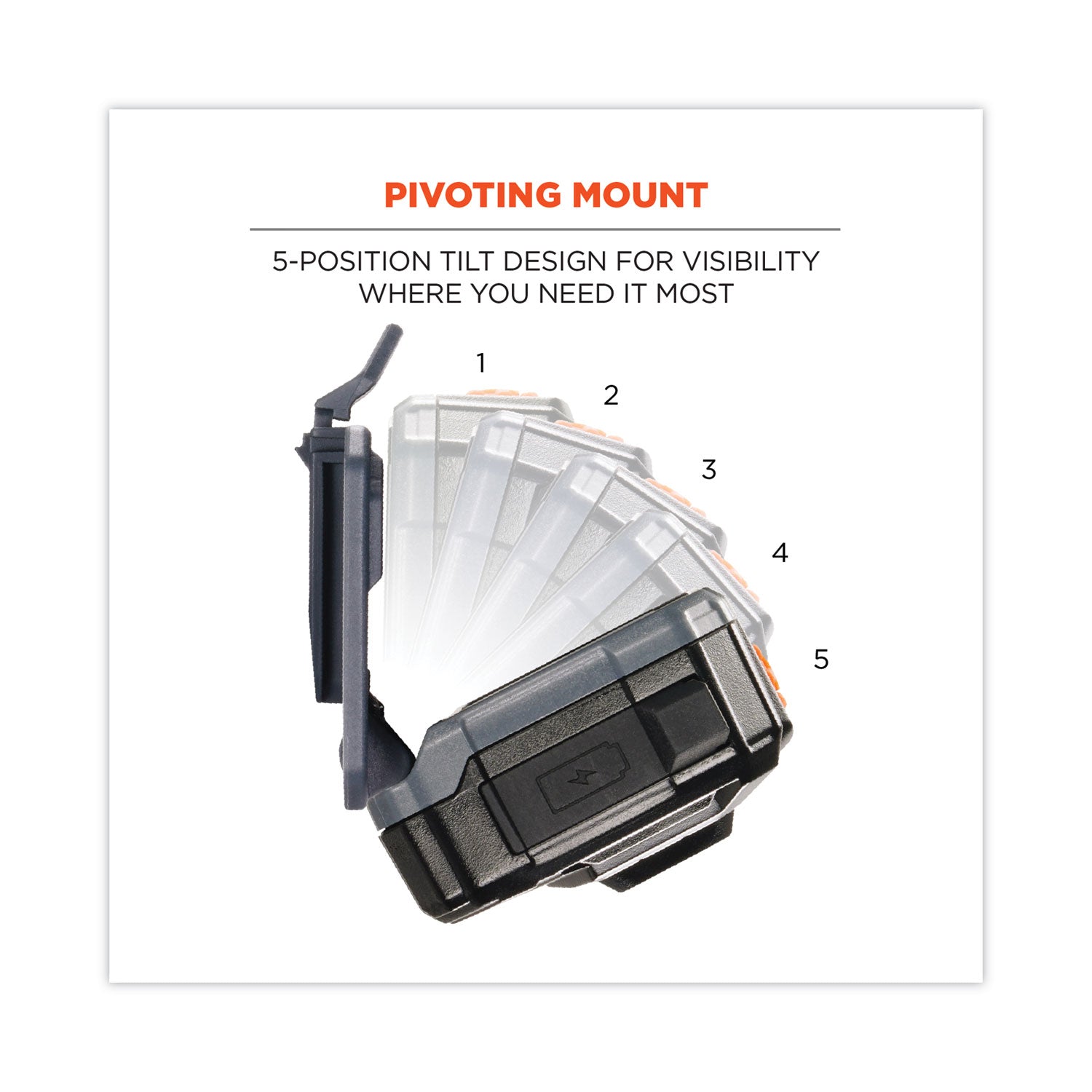 ergodyne® Skullerz 8987 Rechargeable Hard Hat LED Light, 2.5 x 3 x 2, Black