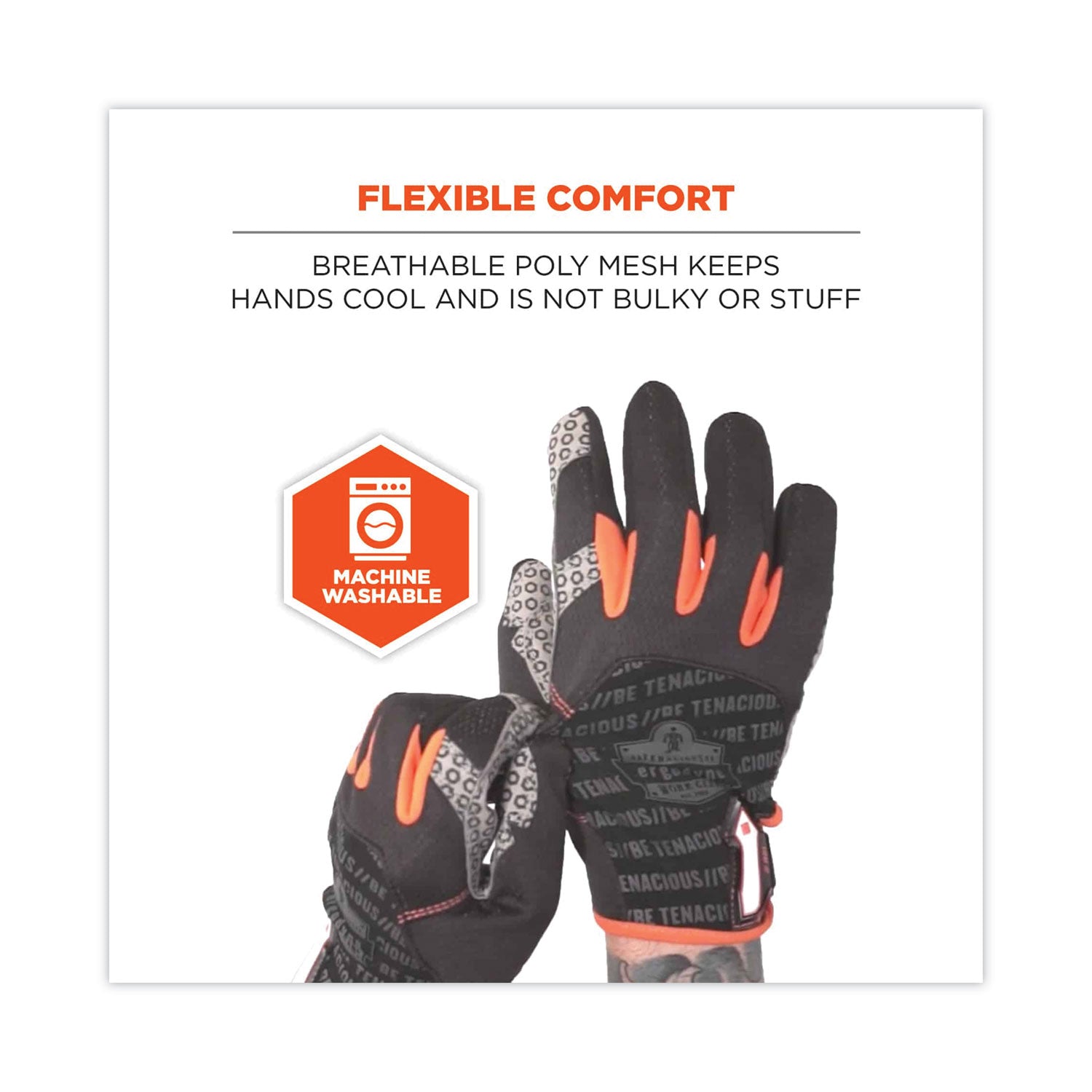 ergodyne® ProFlex 821 Smooth Surface Handling Gloves, Black, Small, Pair