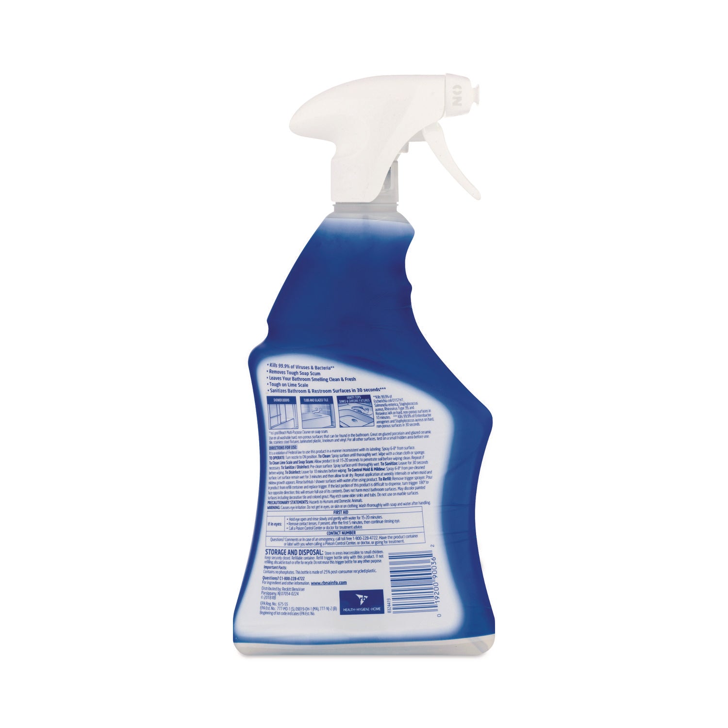 LYSOL® Brand Disinfectant Power Bathroom Foamer, Liquid, Unscented, 22 oz Trigger Spray Bottle, 6/Carton