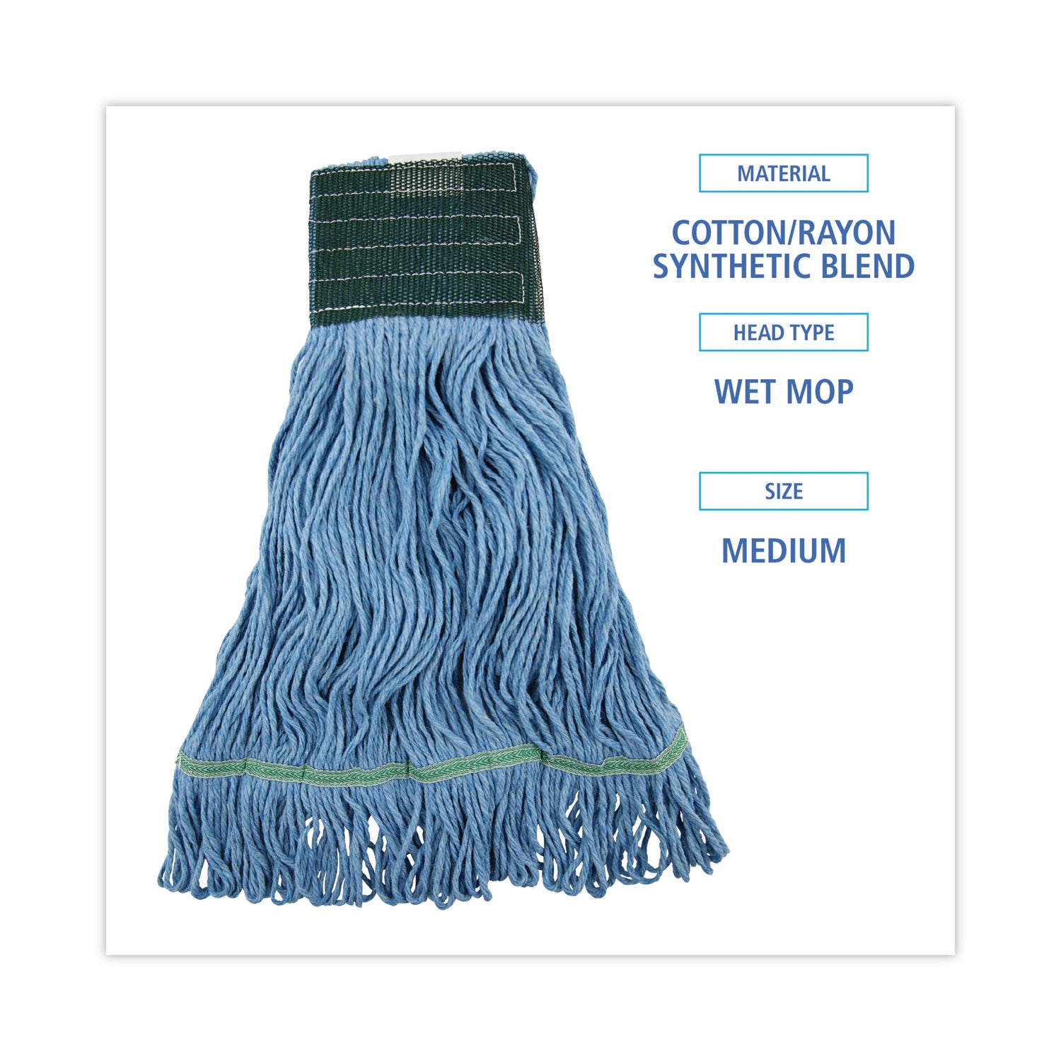 Boardwalk® Looped End Mop Kit, Medium Blue Cotton/rayon/synthetic Head, 60" Yellow Metal/polypropylene Handle