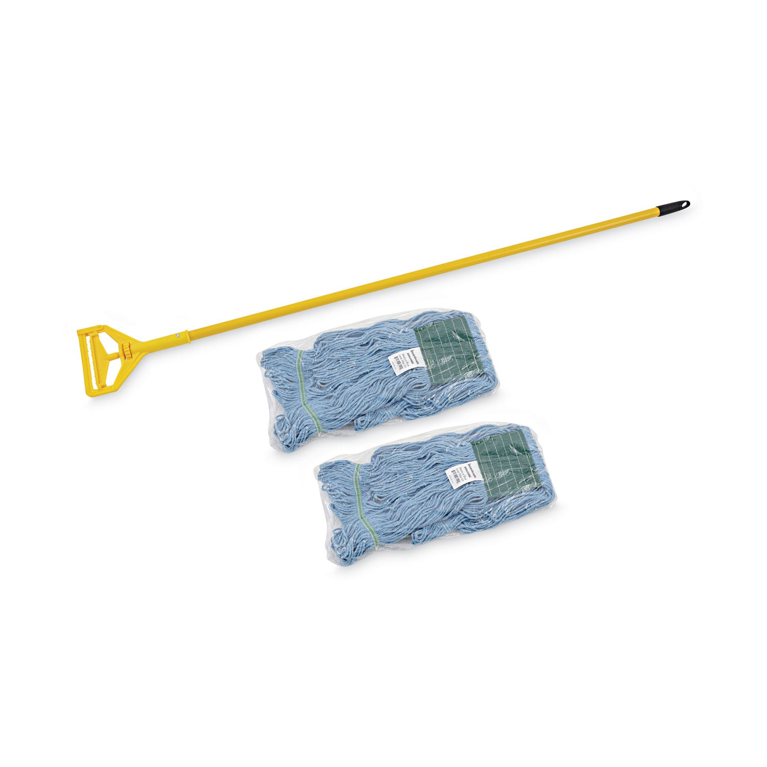 Boardwalk® Looped End Mop Kit, Medium Blue Cotton/rayon/synthetic Head, 60" Yellow Metal/polypropylene Handle