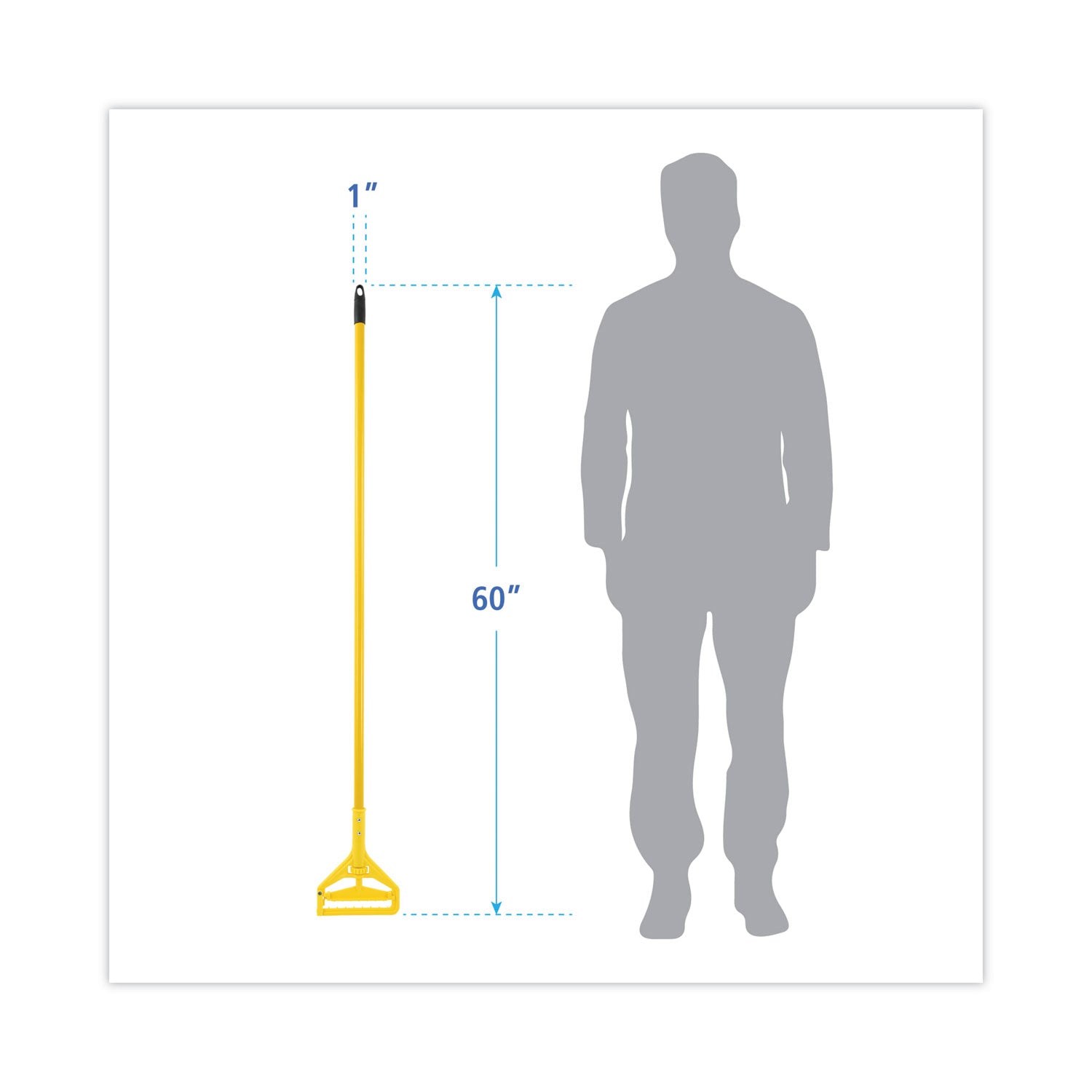 Boardwalk® Looped End Mop Kit, Medium Blue Cotton/rayon/synthetic Head, 60" Yellow Metal/polypropylene Handle