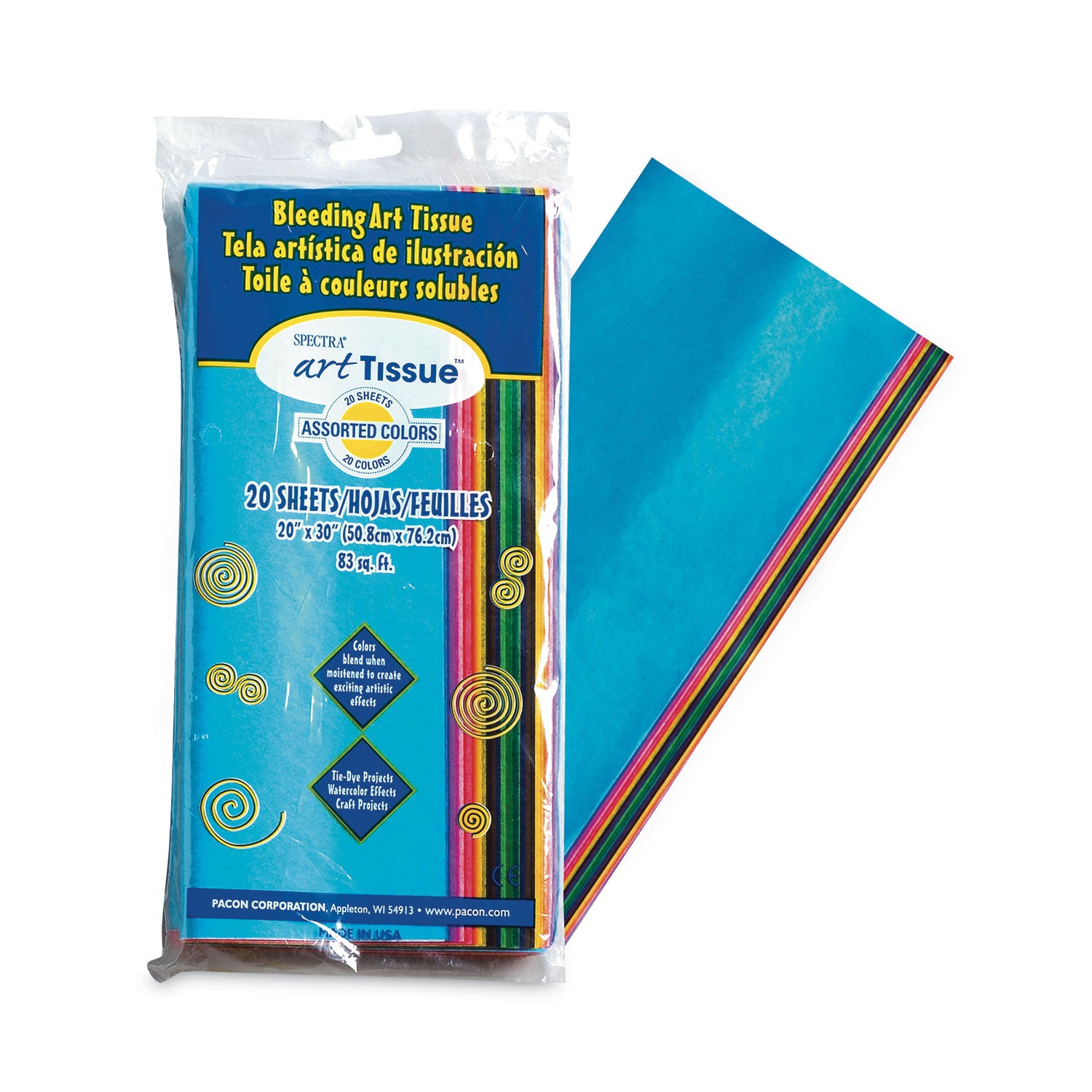 Pacon® Spectra Art Tissue, 23 lb Tissue Weight, 20 x 30, Assorted, 20/Pack
