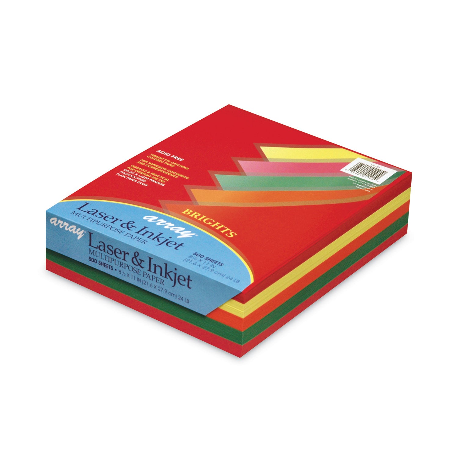 Pacon® Array Colored Bond Paper, 24 lb Bond Weight, 8.5 x 11, Assorted Bright Colors, 500/Ream