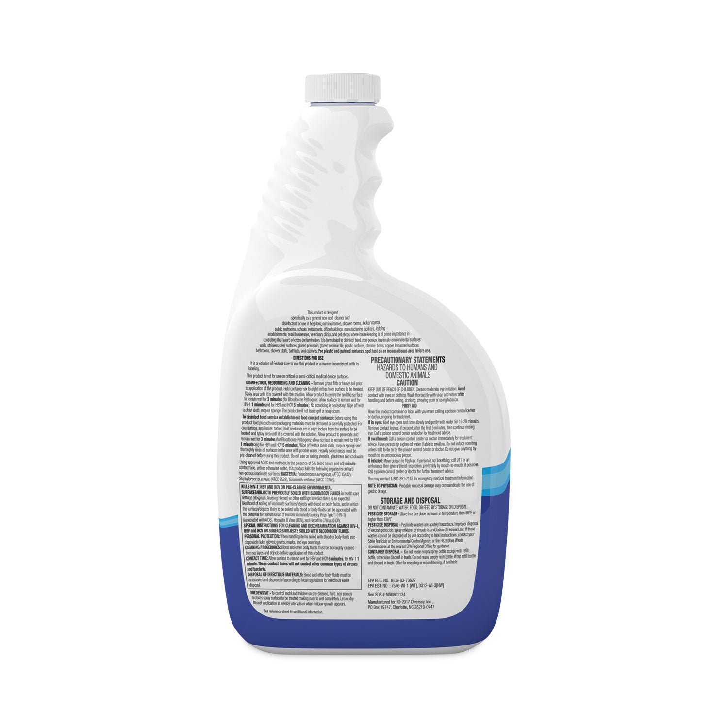 Diversey™ Virex All-Purpose Disinfectant Cleaner, Lemon Scent, 32 Oz Spray Bottle, 4/carton