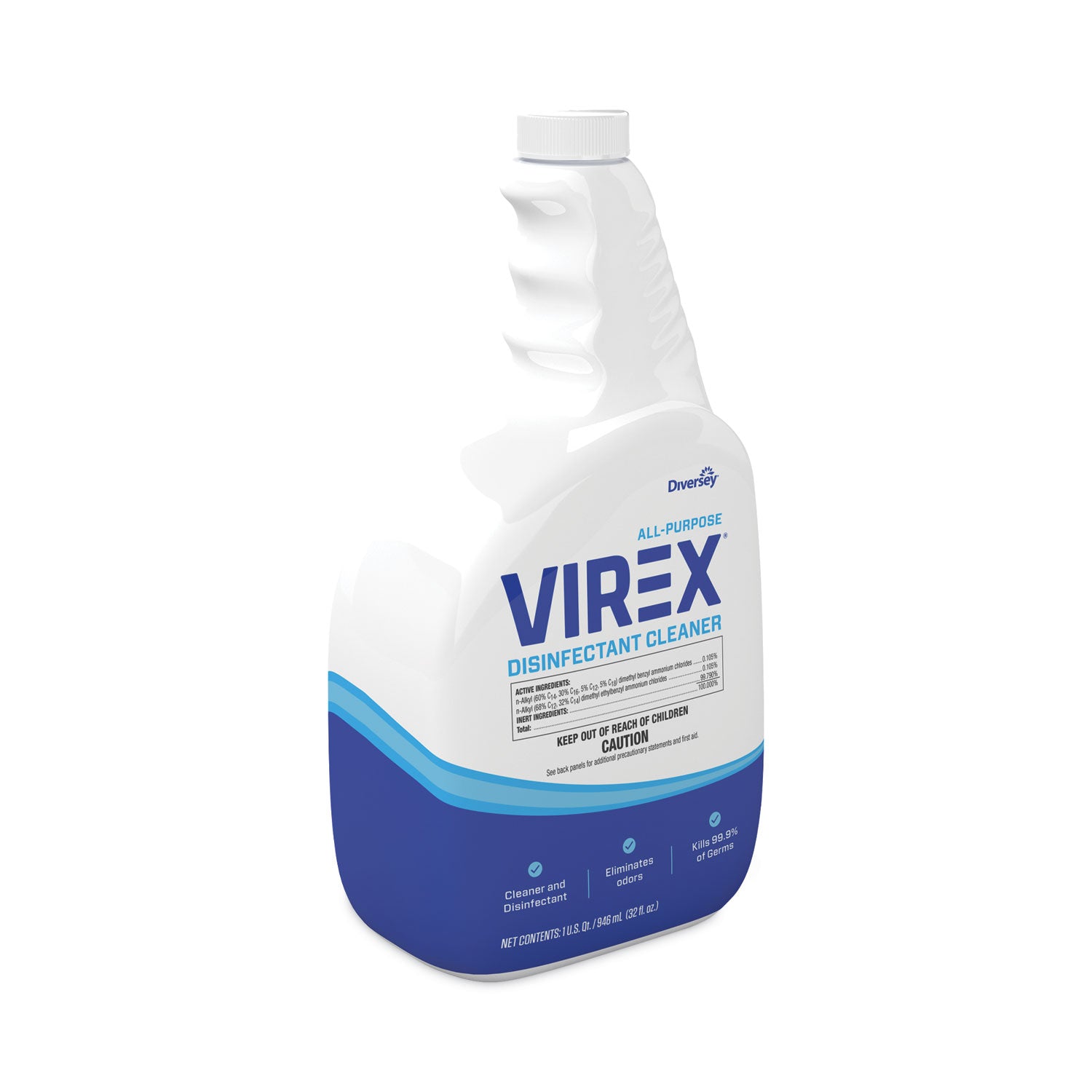 Diversey™ Virex All-Purpose Disinfectant Cleaner, Lemon Scent, 32 Oz Spray Bottle, 4/carton