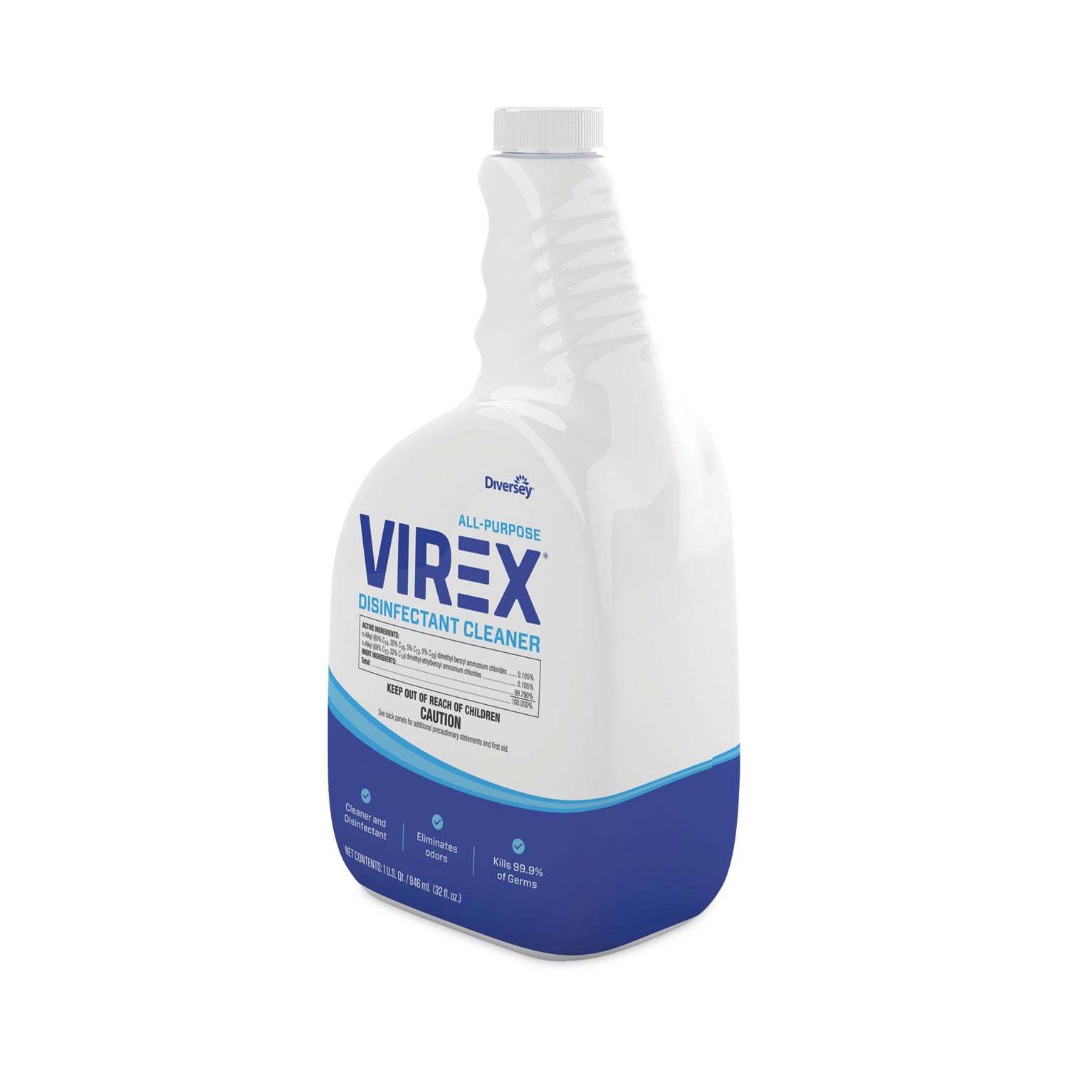 Diversey™ Virex All-Purpose Disinfectant Cleaner, Lemon Scent, 32 Oz Spray Bottle, 4/carton