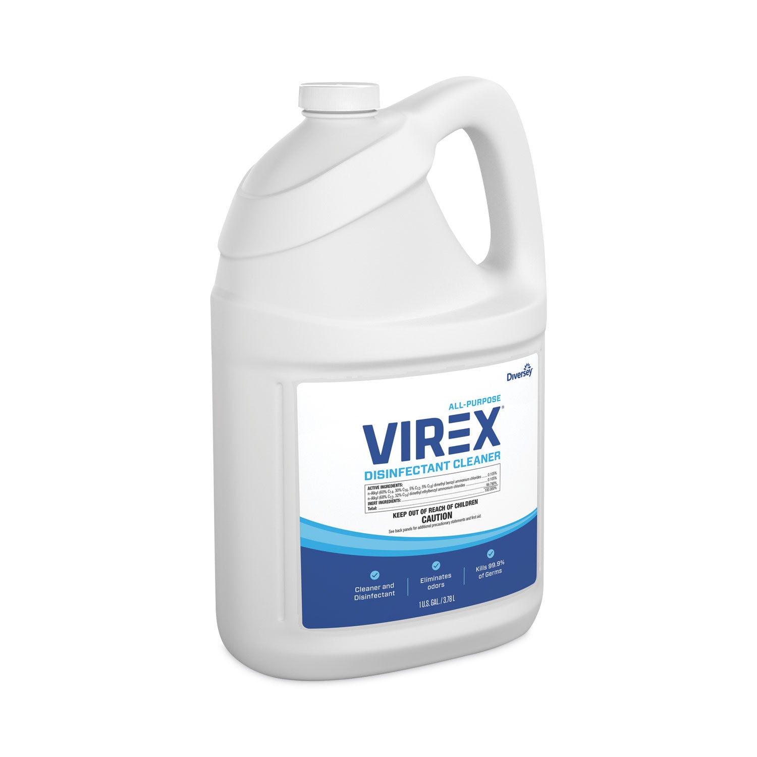 Diversey™ Virex All-Purpose Disinfectant Cleaner, Lemon Scent, 1 Gal Container, 2/carton