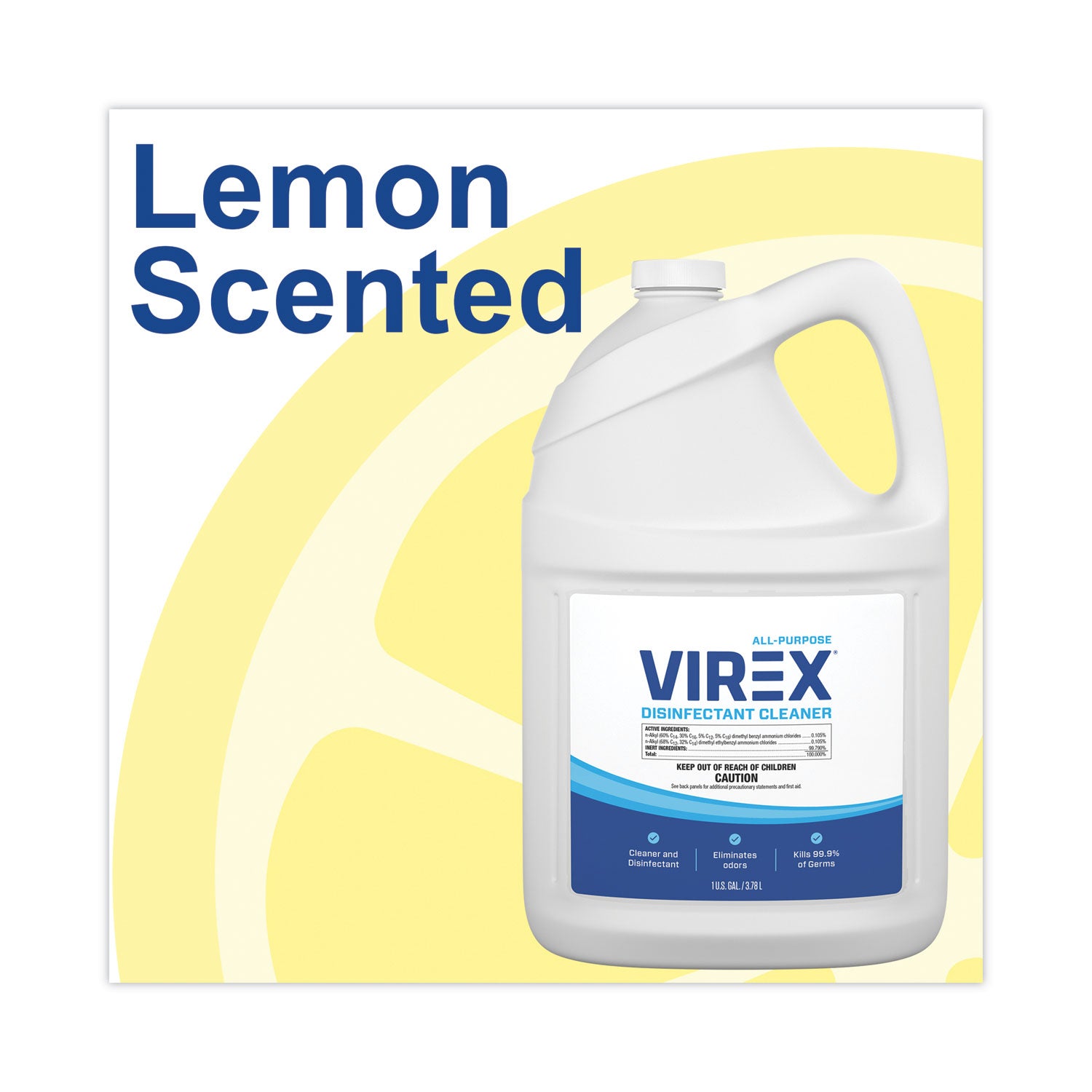 Diversey™ Virex All-Purpose Disinfectant Cleaner, Lemon Scent, 1 Gal Container, 2/carton