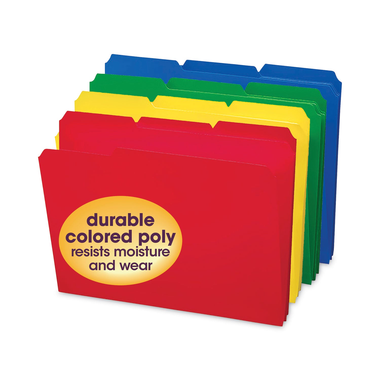 Smead Top Tab Poly Colored File Folders, 1/3-Cut Tabs: Assorted, Letter Size, 0.75" Expansion, Assorted Colors, 24/Box