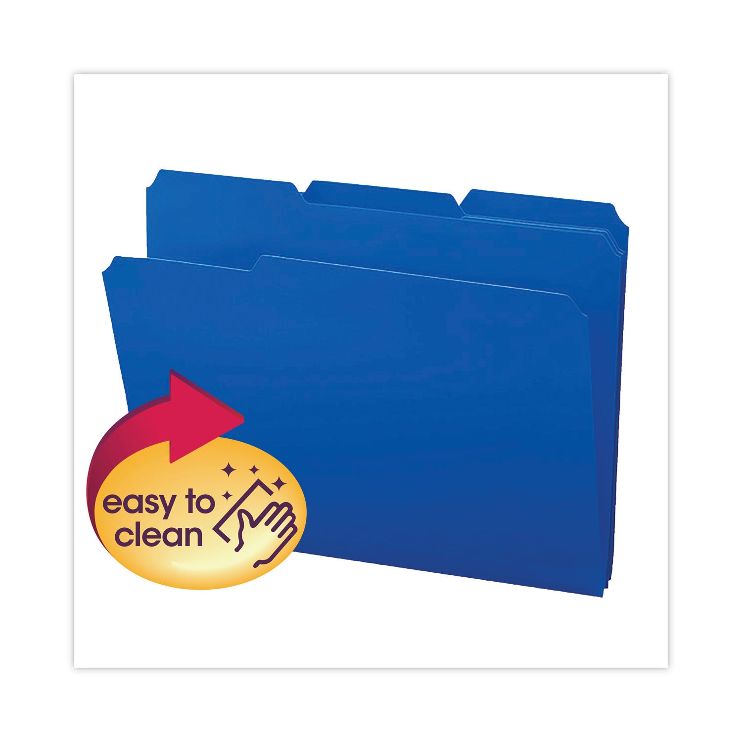 Smead Top Tab Poly Colored File Folders, 1/3-Cut Tabs: Assorted, Letter Size, 0.75" Expansion, Blue, 24/Box