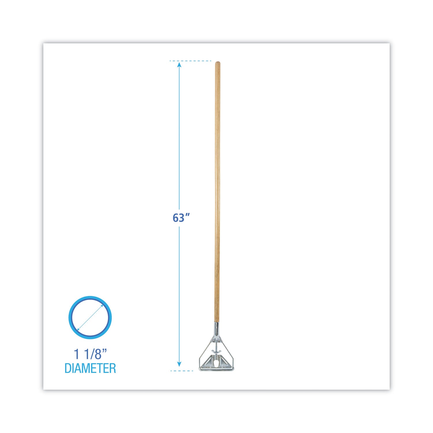 Boardwalk® Screw Clamp Metal Head Wooden Mop Handle, #20+, 1.13" dia x 62", Natural