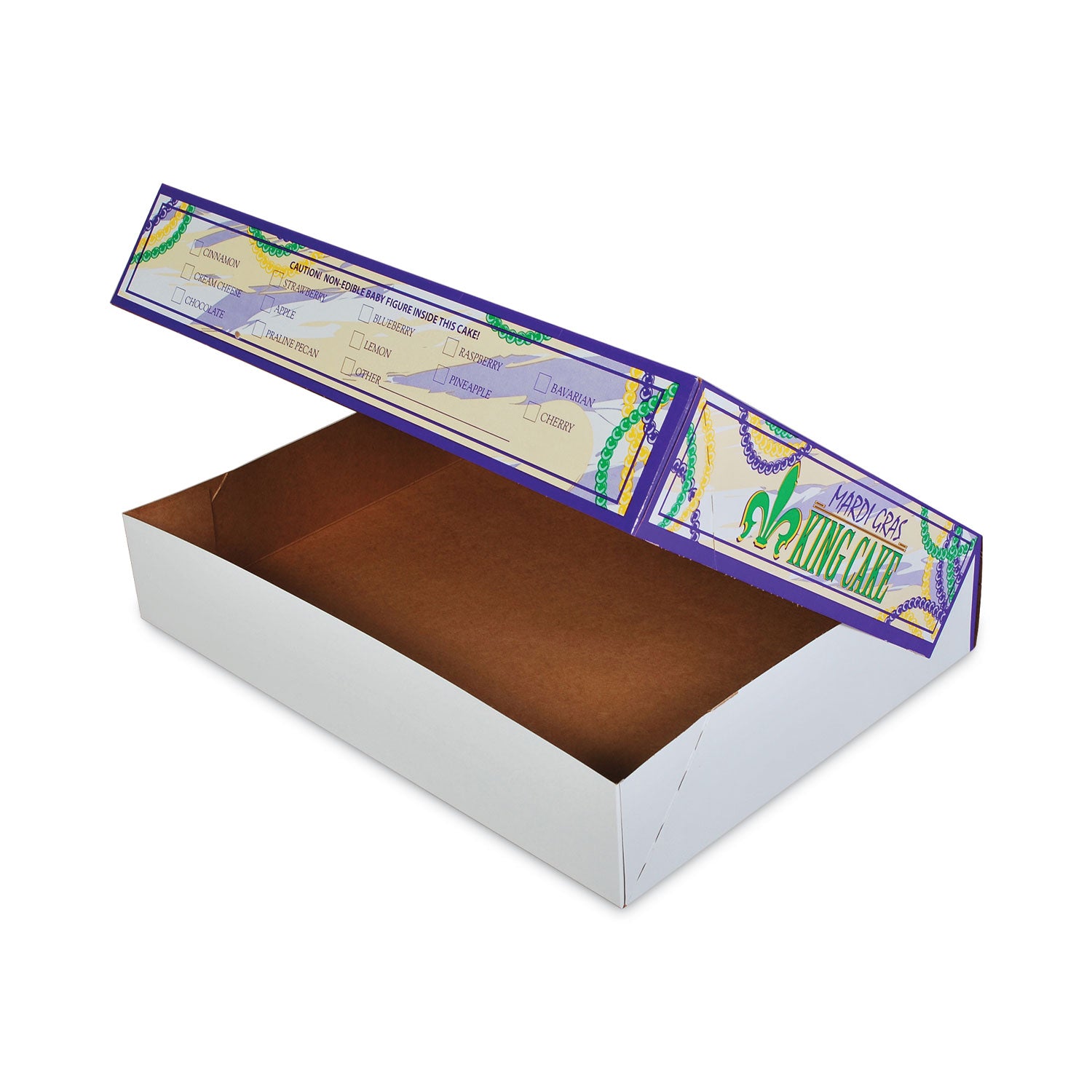 SCT® Mardi Gras King Cake Window Boxes, 19 x 14 x 3.5, Green/Purple/White, Paper, 50/Carton