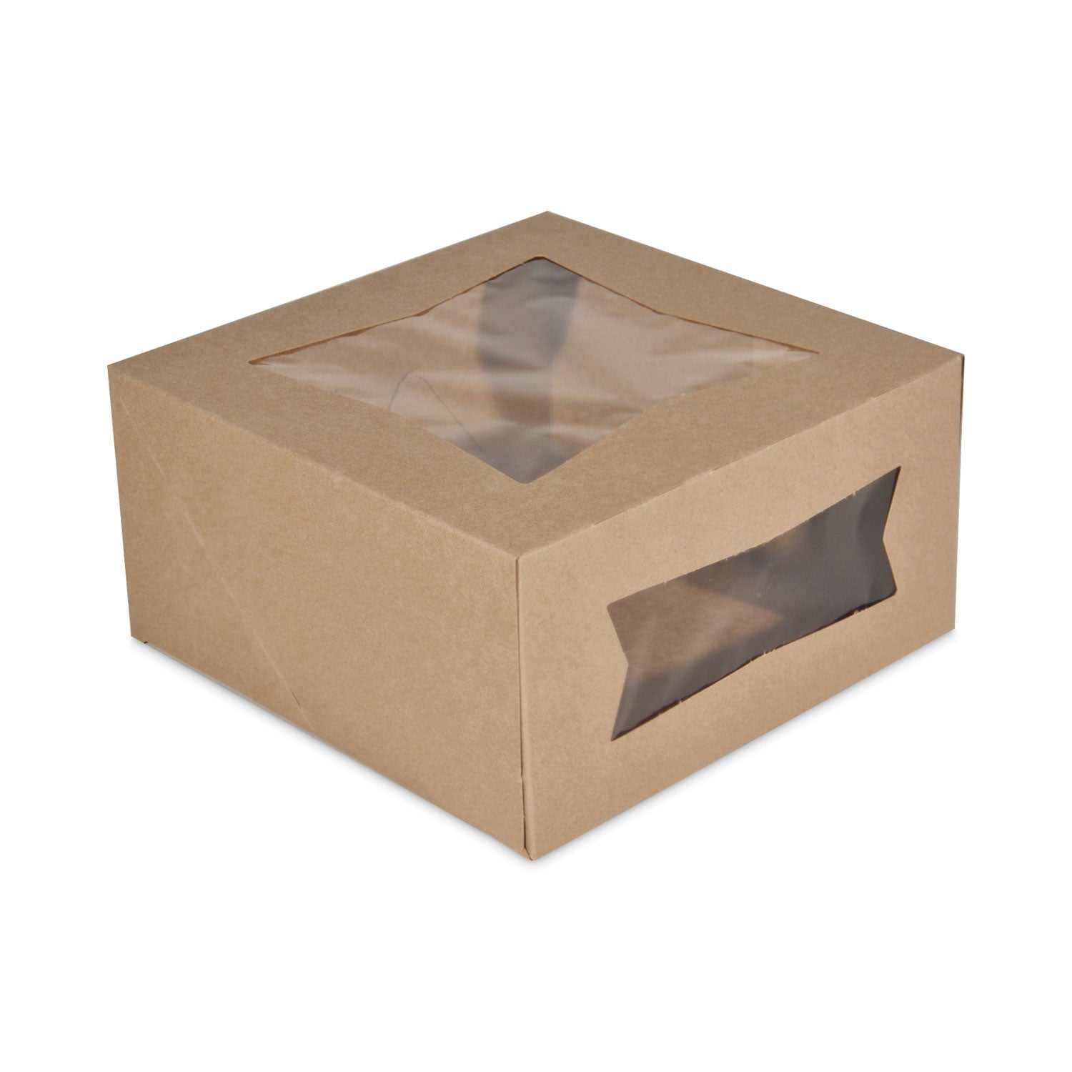 SCT® Kraft Window Bakery Boxes, 8 x 8 x 4, Brown, Paper, 150/Carton