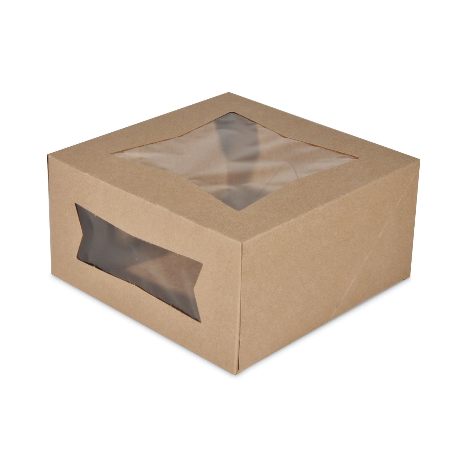 SCT® Kraft Window Bakery Boxes, 8 x 8 x 4, Brown, Paper, 150/Carton